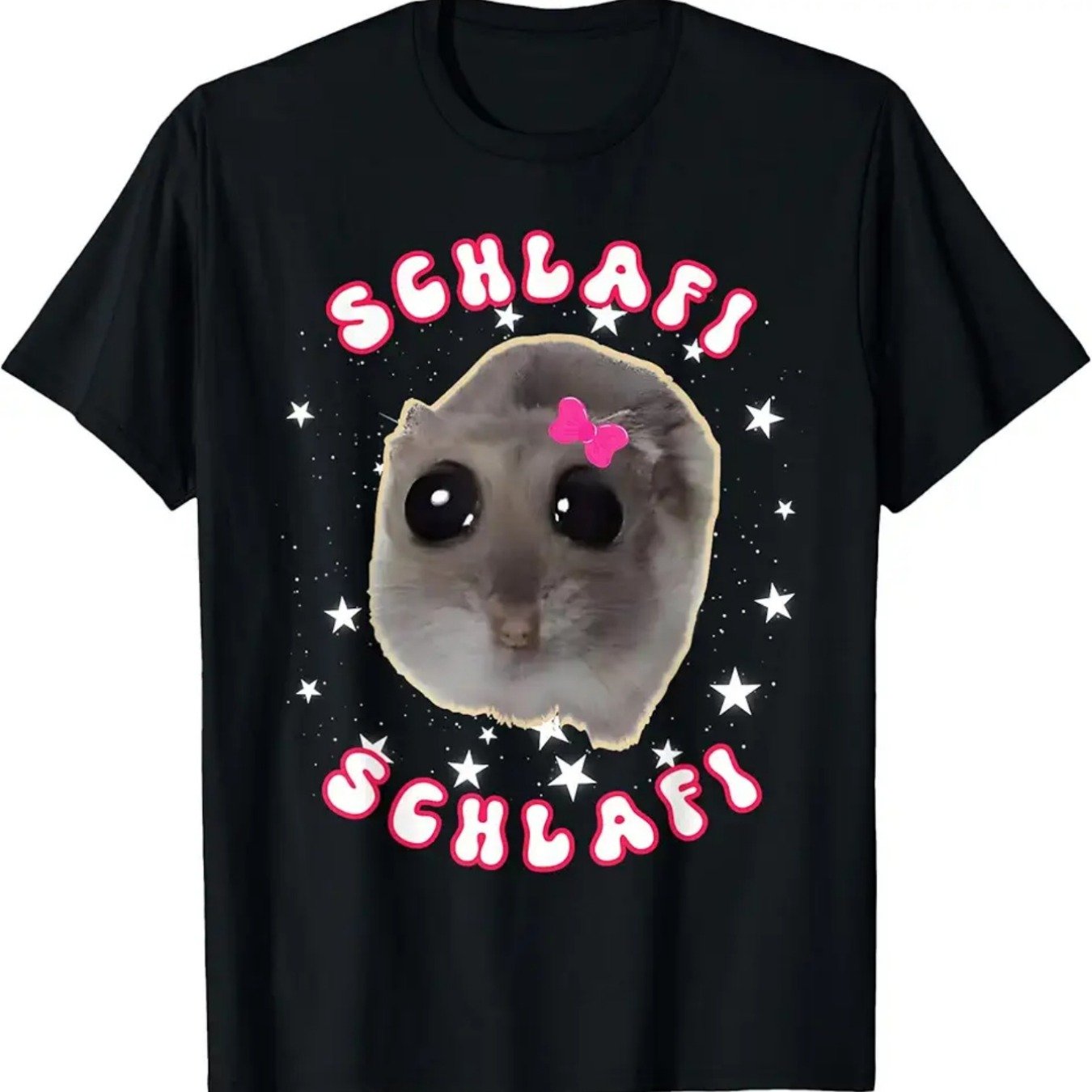 Image of Men's Funny Sad Hamster Pajamas Meme T-shirt | Cute Hamstie In Pajamas & Text Design, Soft Round Neck, Long Sleeve, Casual Tee For Adults, Comfortable Sleepwear Humor Apparel