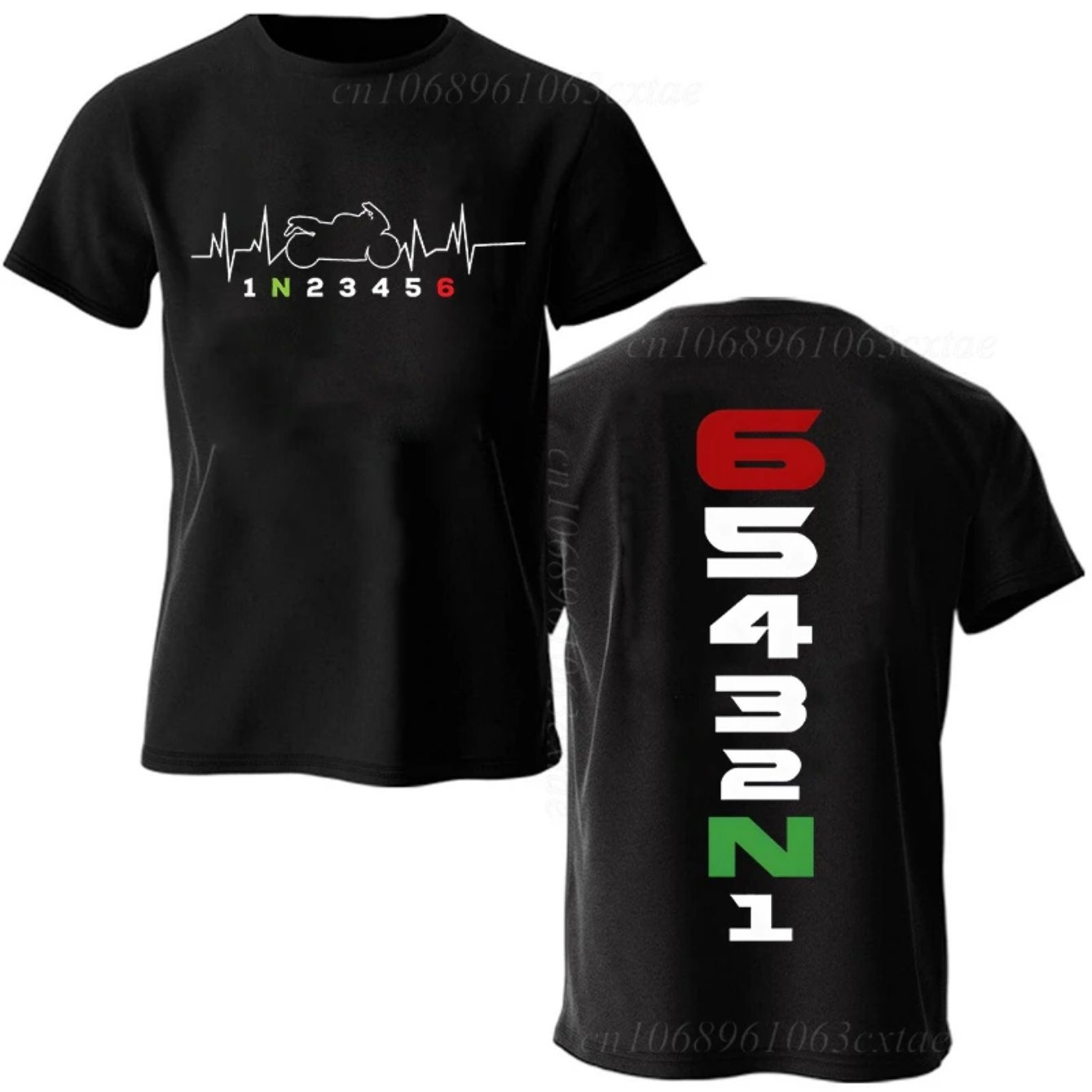 Image of Men's Oversized Biker Graphic T-shirt - Motorcycle Rider & Heartbeat Print Short Sleeve Shirt, Relaxed Fit Casual Tee For Enthusiasts, Comfortable Wear