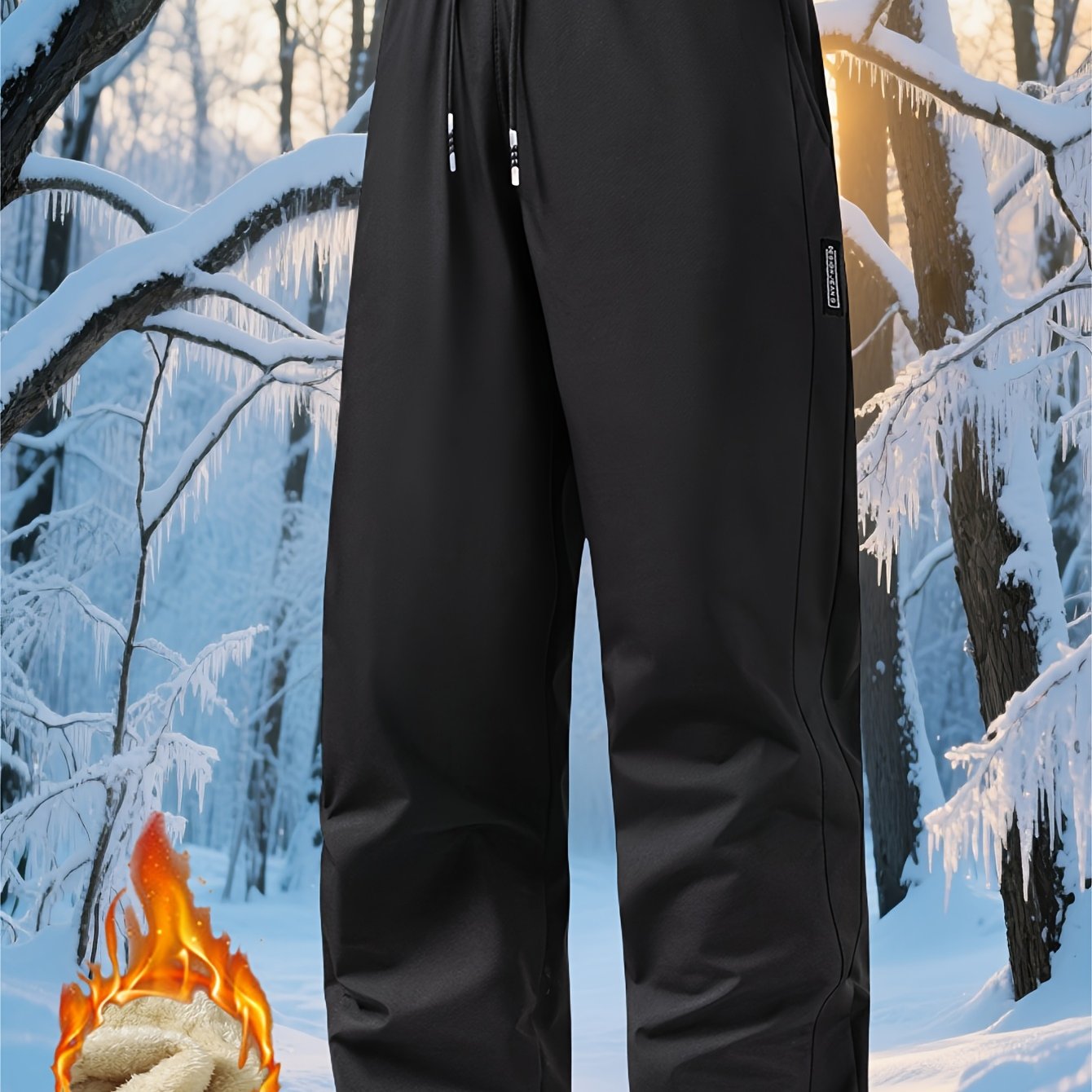 TEMU Men's -lined Casual Pants - Suitable For Autumn And Winter, Ideal For Hiking, Running, And Outdoor Activities