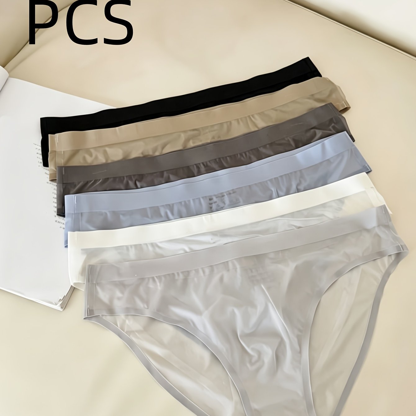 Image of 6pcs Men' Underwear One-piece Solid Color Bamboo Rayon Transparent Single Layer Crotch Seamless Easy Breathable Comfortable Underwear