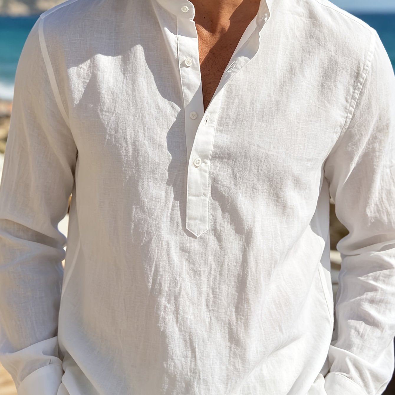 Image of Men's Long-sleeved Shirt Top, Suitable For Men's Summer Wear, Fashionable And Breathable