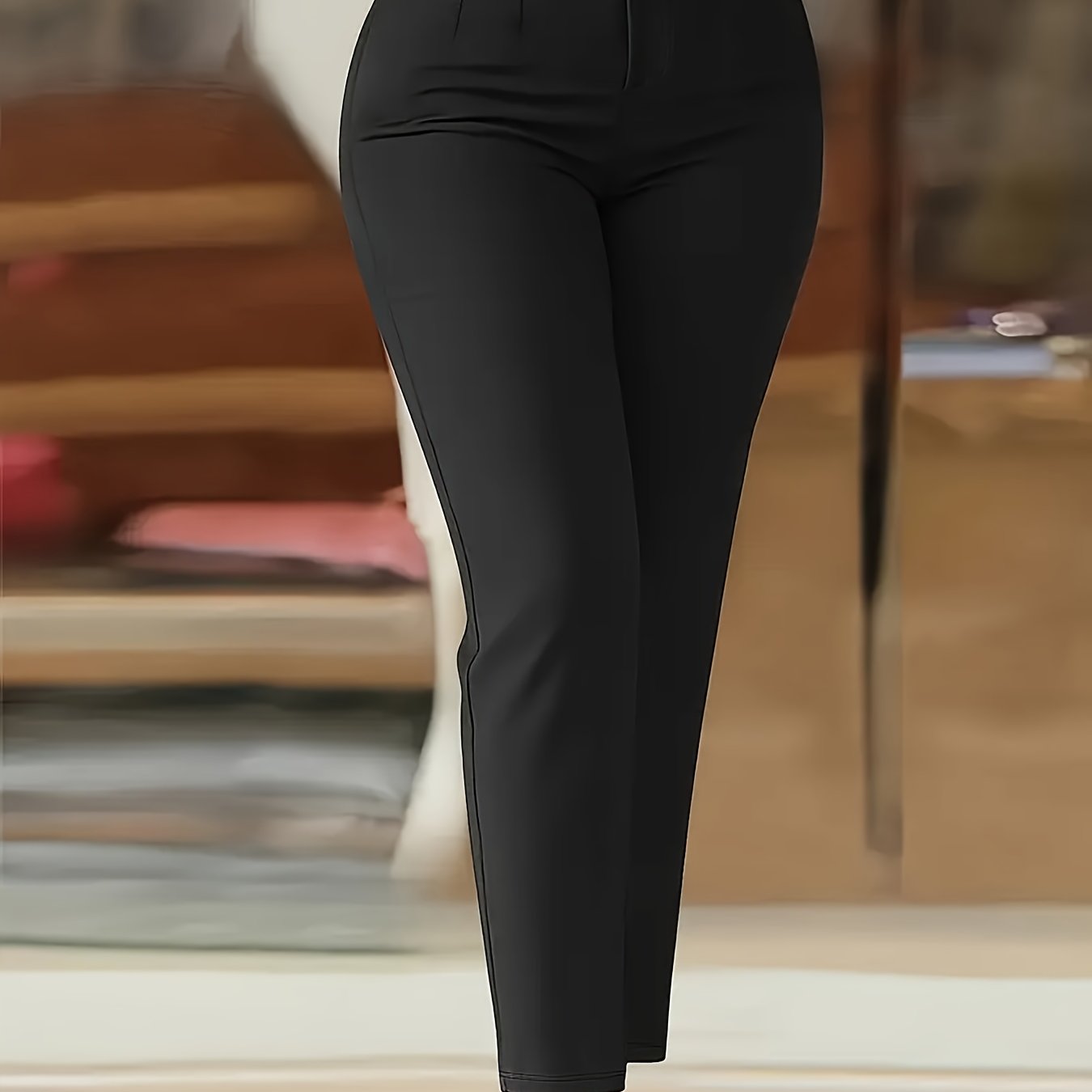 TEMU Damen-Einfarbige Schlanke Knöchellange Hose, Elegant Anmutig, Geeignet für Freizeit, Büro , Ganzjahres-Damenbekleidung