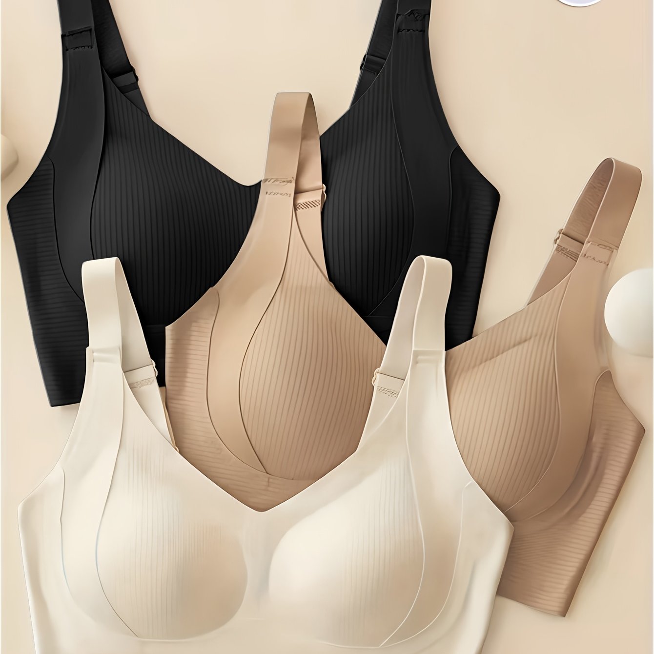 TEMU 3pcs Set, (flagship Model) Adjustable/wire-free, High-quality Fitted Bra, Elegant/fashionable/comfortable, /sports Bra/novelty