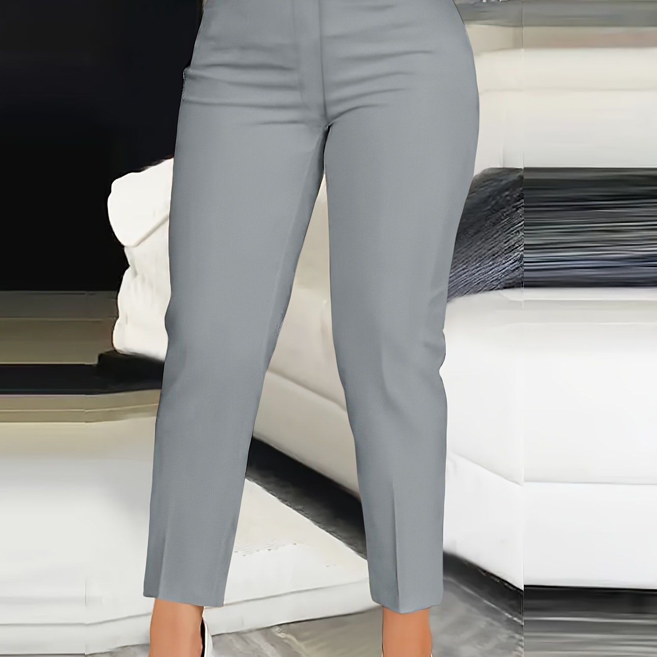 TEMU Women's High-waist Casual Solid-color Office Trousers