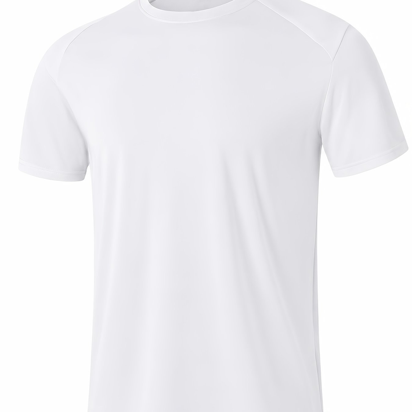 TEMU T-shirt Homme Tendance Col Rond Couleur Unie Édition Standard, Idéal pour Loisirs Air et Maison, Manches Courtes, Respirant, Très Extensible,