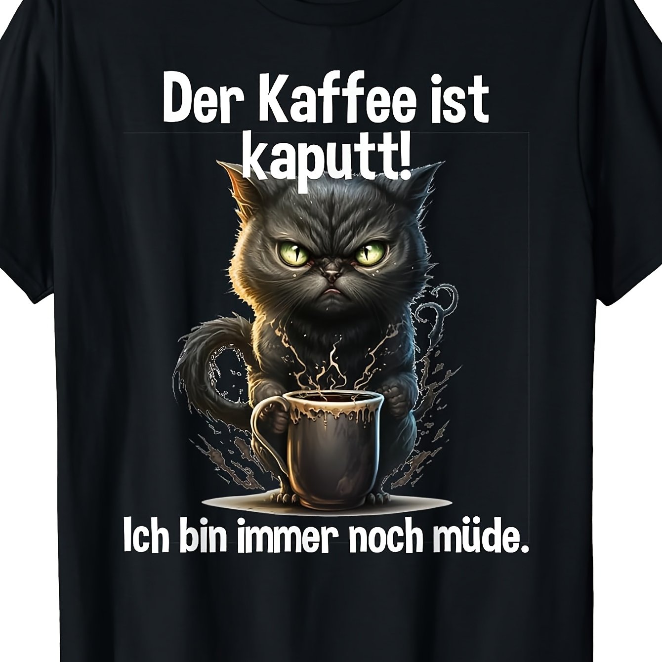 Image of Humor T-shirt - "kaffeegefhl - Der Kaffee Ist !" Funny Lover Gift, Casual Round Neck Tee Suitable For Wear, Machine Washable Apparel For Everyday Outfits
