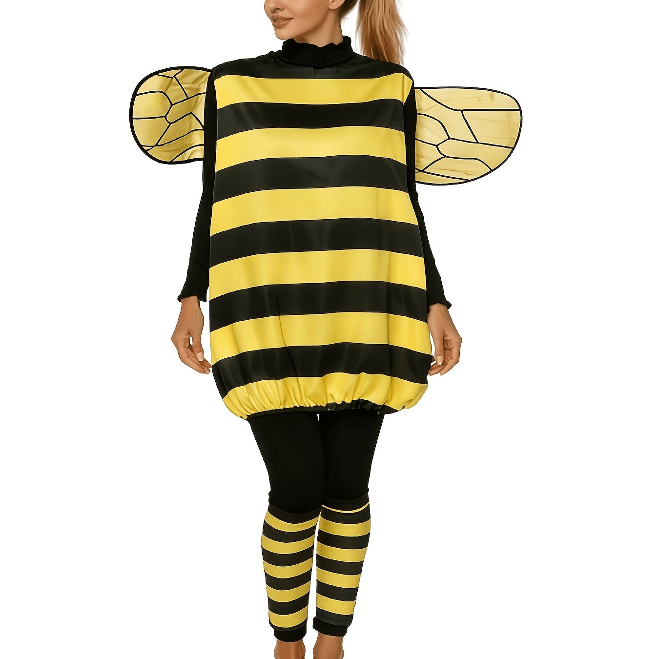 TEMU Carnival Bee Cosplay Costume [dress, Headband, Socks] Adult Size Large Wings Cute Animal Performance Suit 3pcs Set