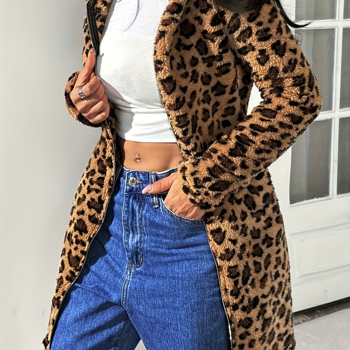 TEMU Casual And Elegant Plush Women's Cardigan Winter Bzra