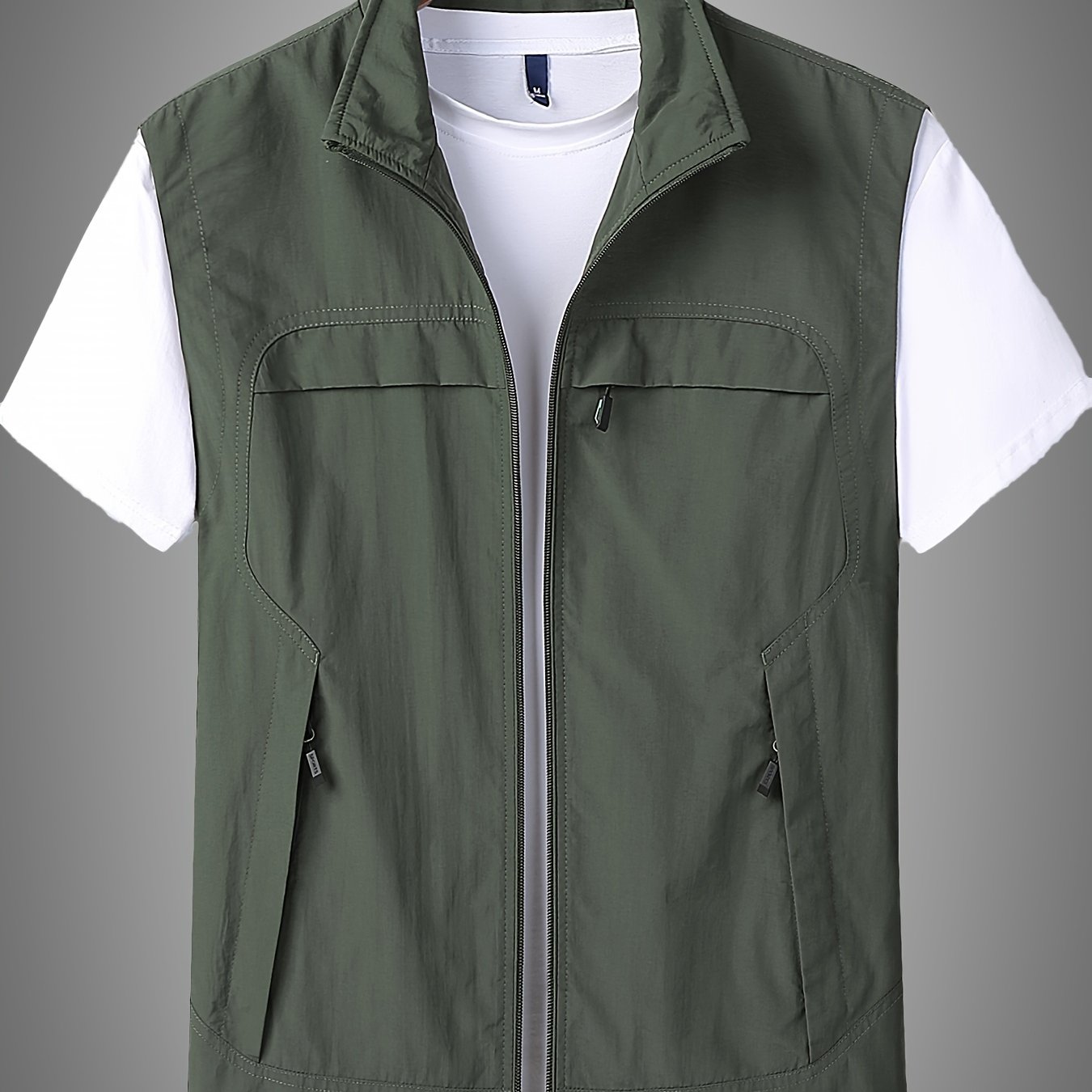 Solid Casual Nylon Men's Zip Sleeveless Vest Jacket Men's - Temu