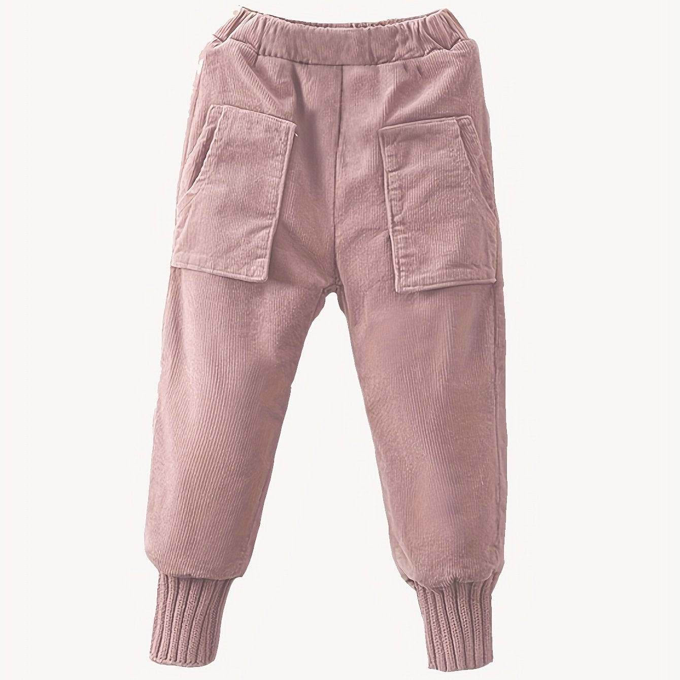 Image of Girls' Corduroy Fleece-lined Thickened Pants, Winter Girls' Casual Tapered Fleece-lined Warm Pants, Back-to-, Thanksgiving Gift (system Components Correspond To Wash Fabric Components), For Outdoor