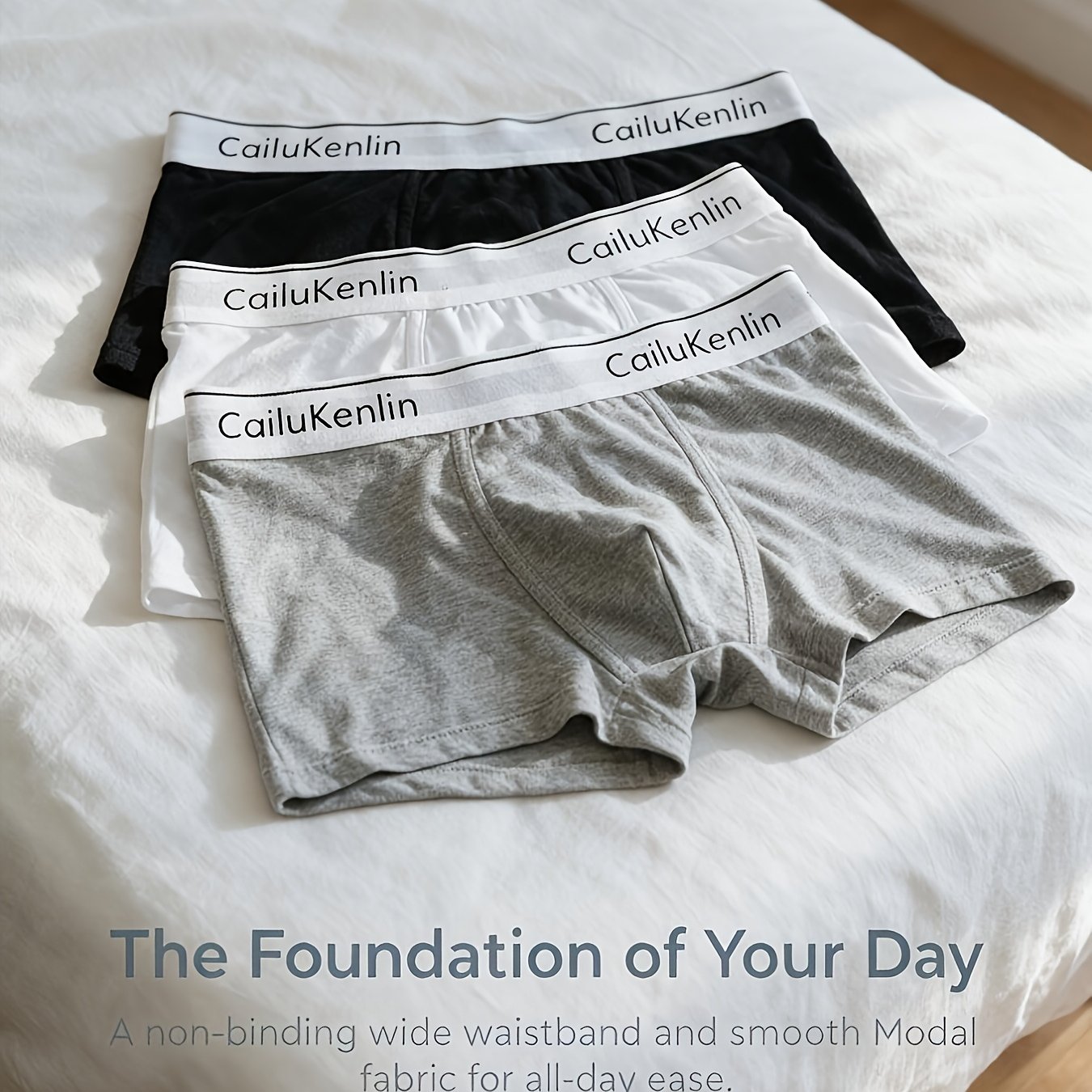 TEMU 3er-Pack Herren-Boxershorts, weich, atmungsaktiv, schweißableitend, 3D-konturierter Schritt, hohe Elastizität, keine Schlüpferfalten, bequeme