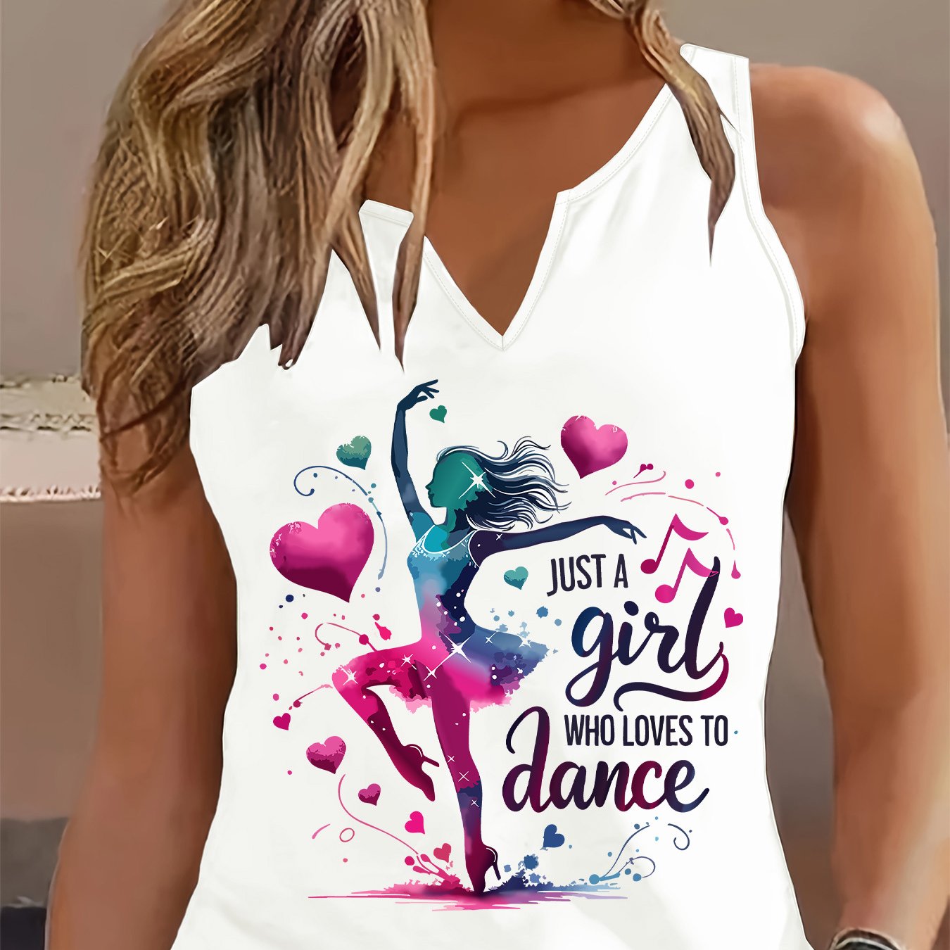 TEMU Grafik-Print Tanktop, Ärmelloses Freizeitoberteil für Sommer & Frühling, Damenbekleidung