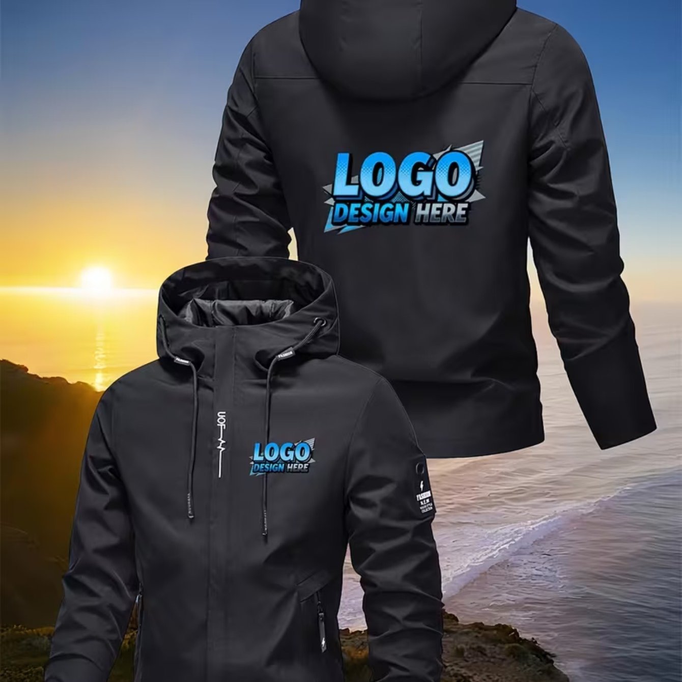 TEMU Custom Professional Men' Hooded Jacket, New Autumn/winter Style, Customizable With Any Logo, Brand Emblem, Image, Or Text. Versatile Casual