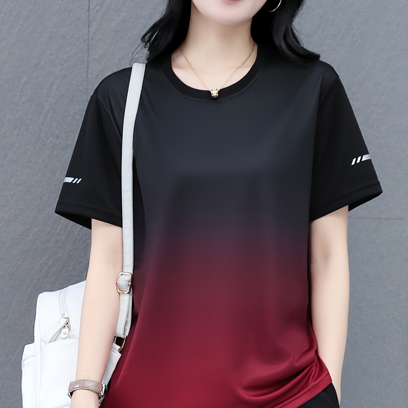 TEMU 여성 캐주얼 라운드넥 반팔 티셔츠, 부드럽고 통기성 좋은 피부 친화적 원단, 편안한 슬림핏, 캠퍼스 출퇴근 집일 휴가 야외 여행 모임복 겉옷 안옷 쇼핑 데이트 데일리 세탁기 사용 가능