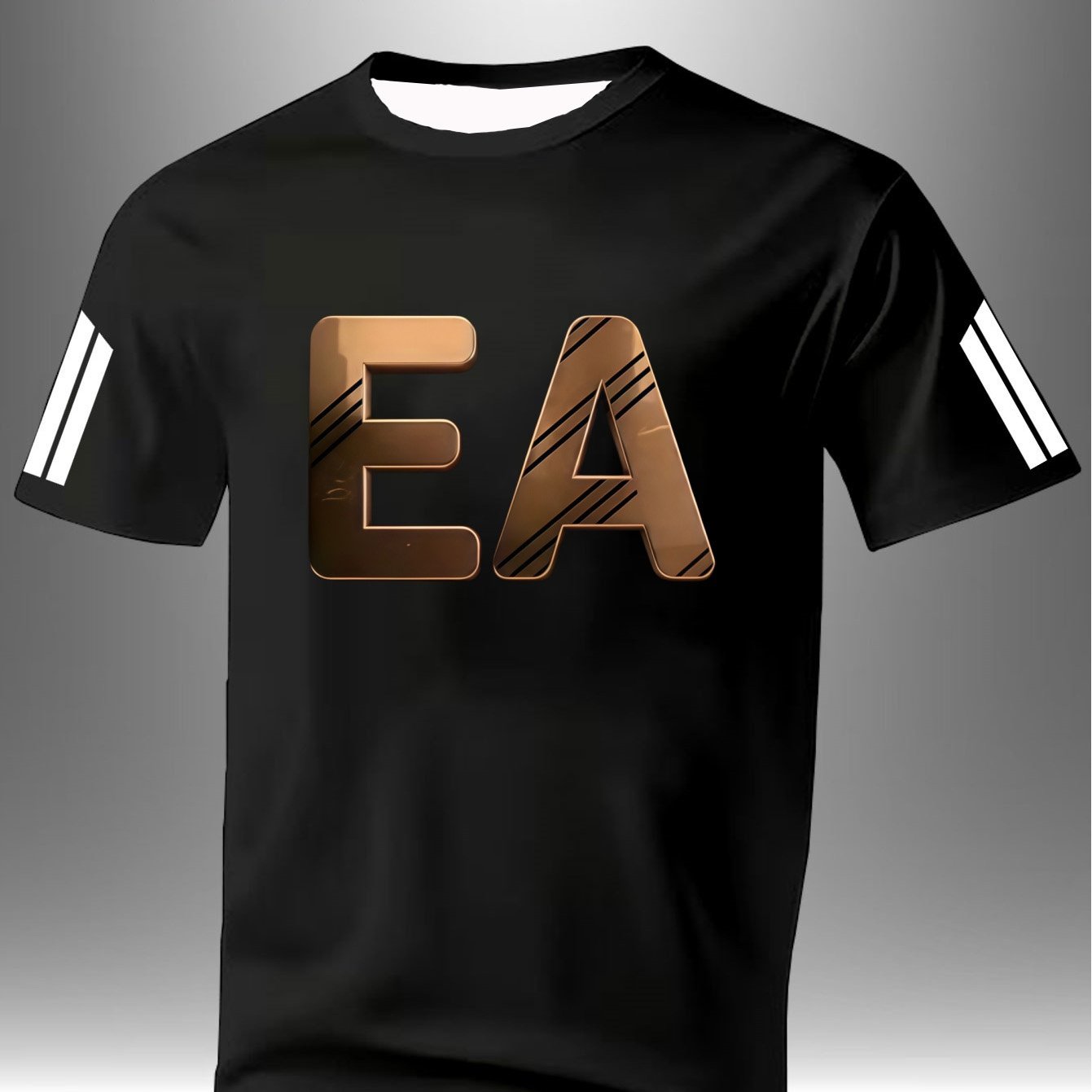 TEMU [printed Design-not Textured] New Year Men's Short Sleeve | Printed With Ea Copper Golden Gradient, Modern And Clean Overall Style, . Suitable