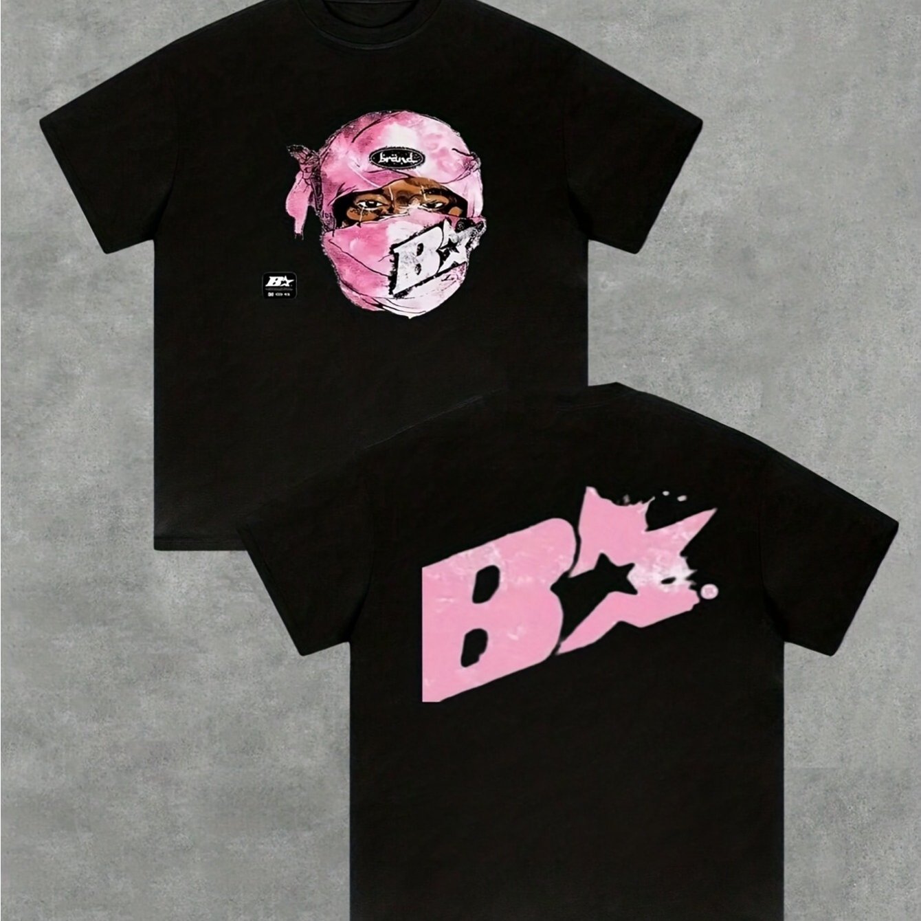 TEMU Men's Short Sleeve T-shirt With And Bxx Logo Print - Casual Round Neck Shirt, Street , Machine Washable, Versatile For Casual