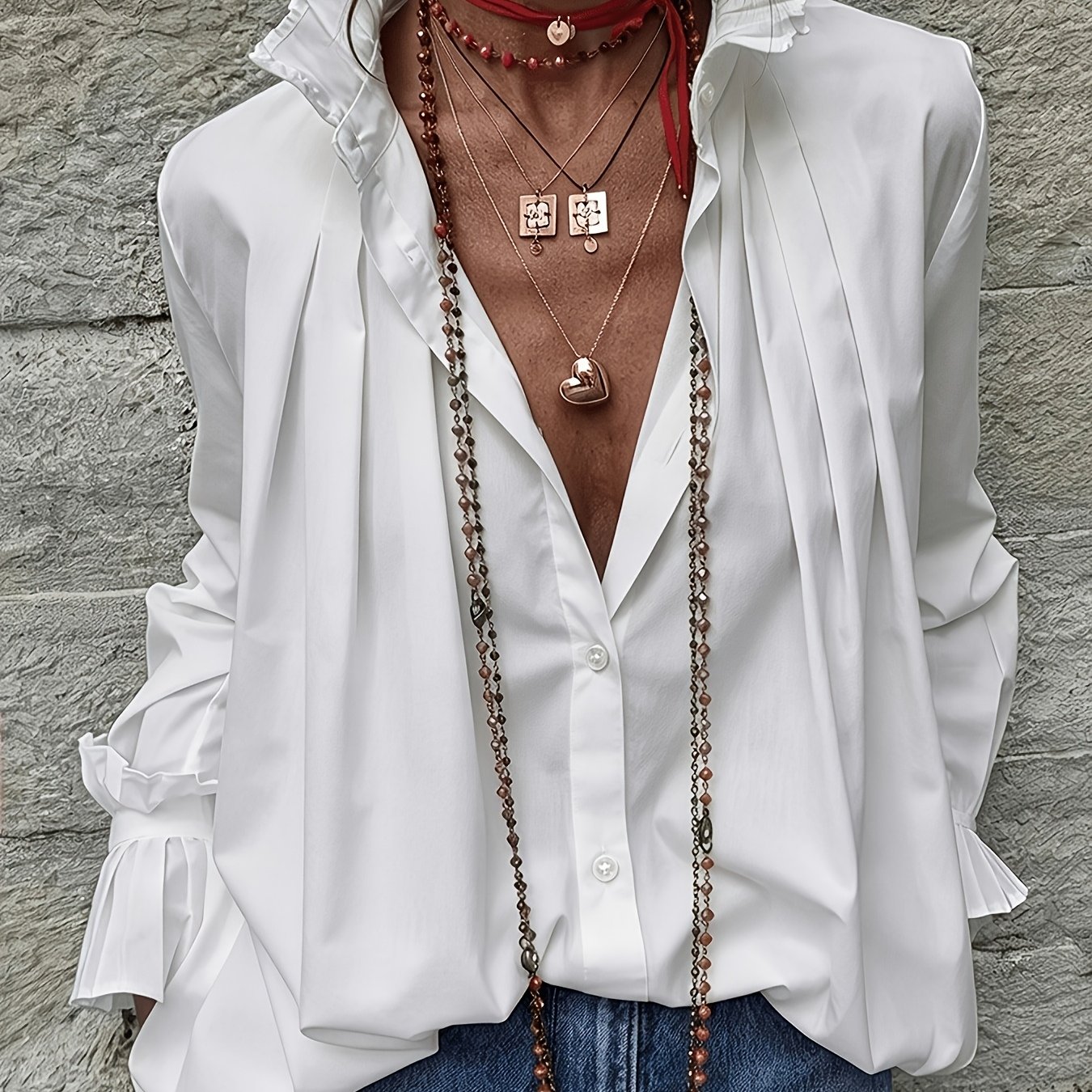 TEMU Camicia da donna stile retr簷 , top blusa a maniche lunghe con arricciato