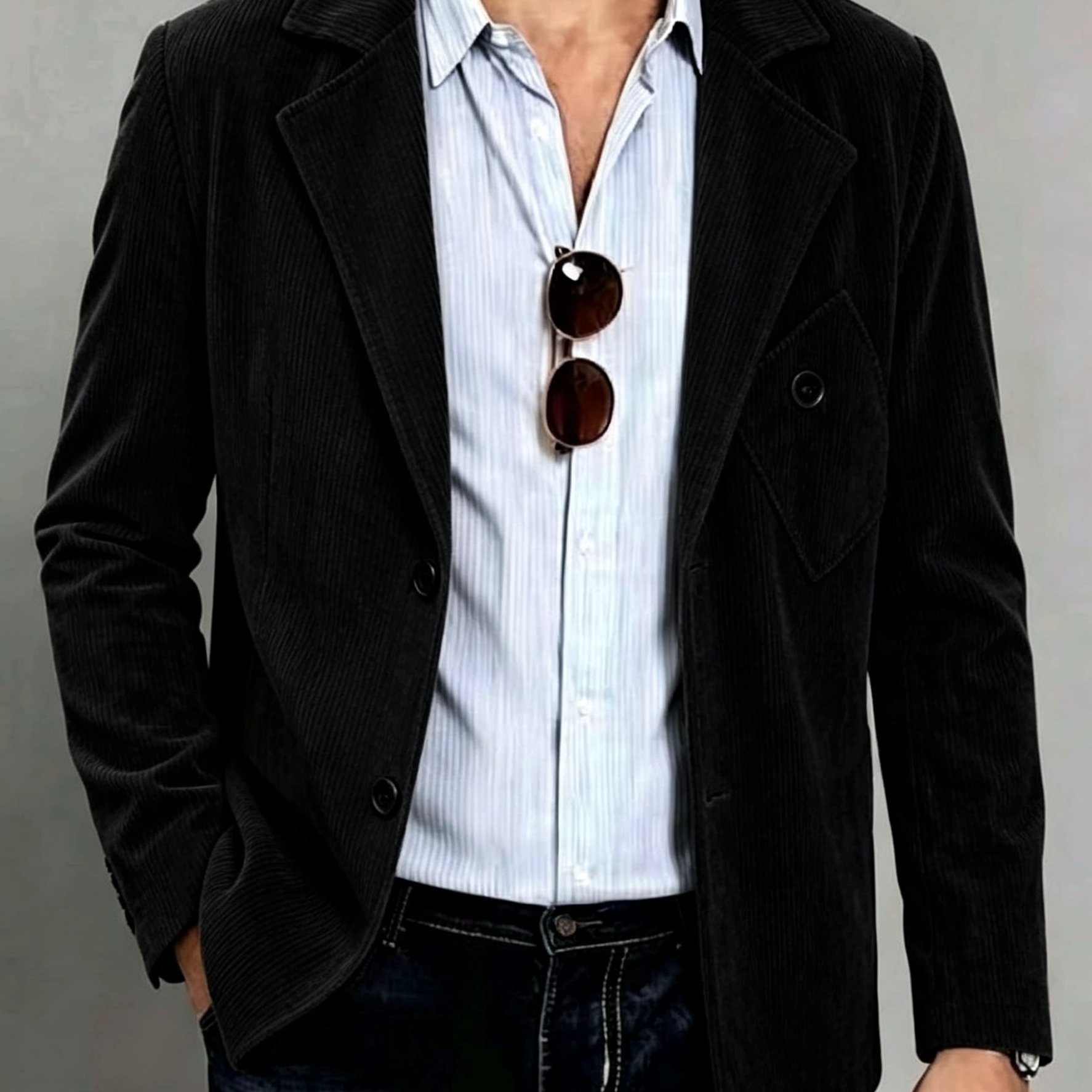 TEMU 2026 Spring/autumn Western Style Men's Fashion Corduroy Suit Casual Commuter Men' Wear Casual Suit Top