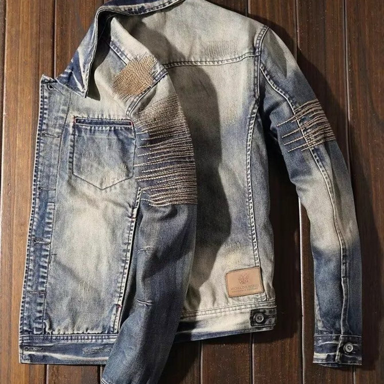 Image of Spring And Autumn Men's Denim Jacket Korean Version Slim Fit Embroidery Trend Jacket Men