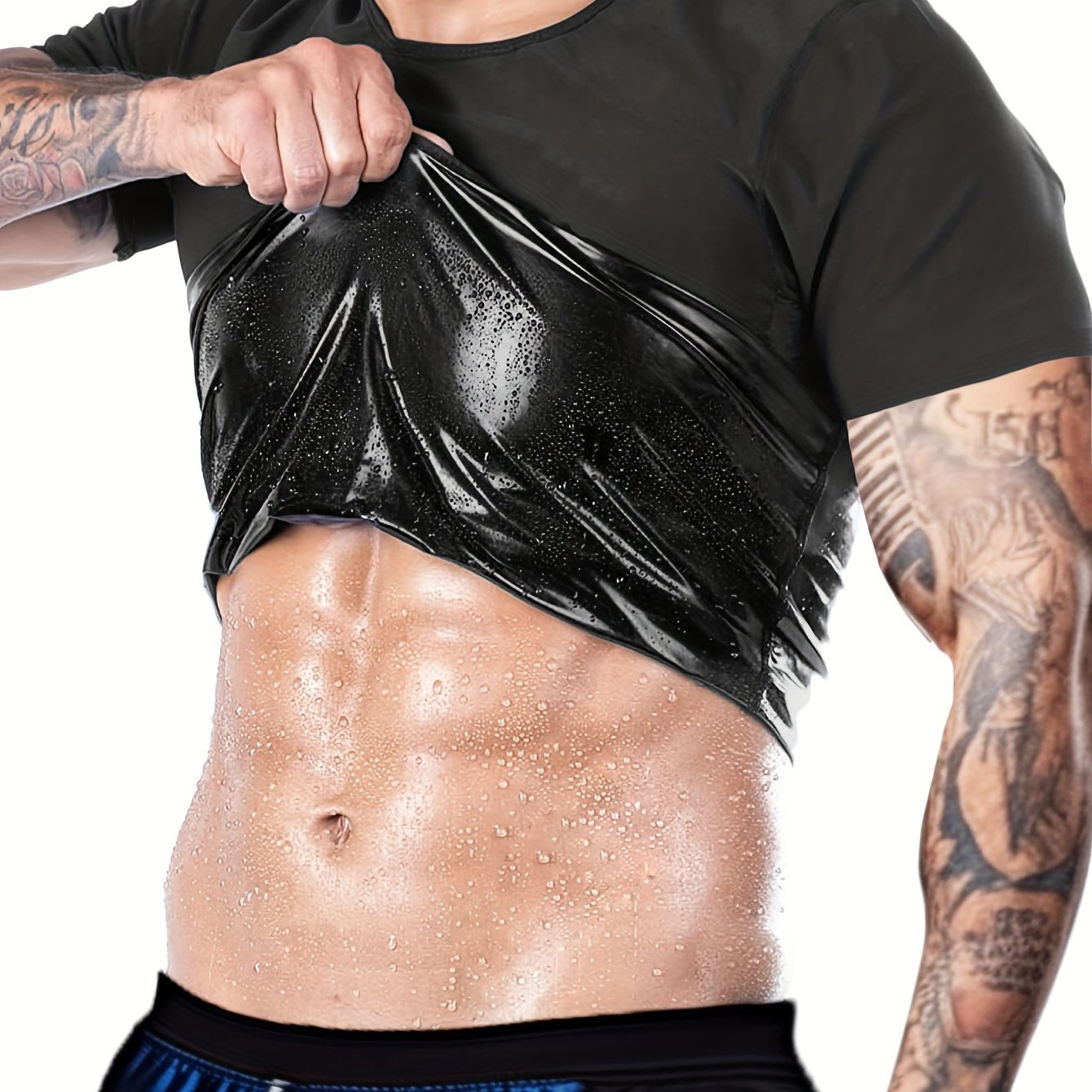 E-shop 2025 Herren Schweißresistentes Kompressions-T-Shirt - PU-beschichtetes Workout-Shirt , Atmungsaktiv & Feuchtigkeitsableitend für Fitnessstudio,