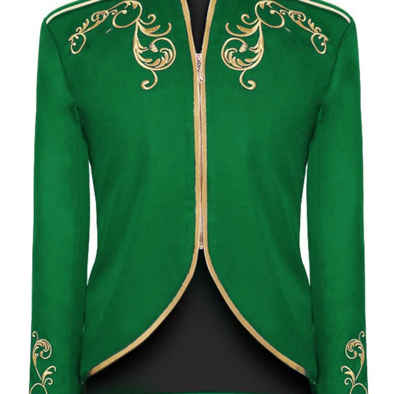 Image of 1pc, , Men's Court Prince Embroidered Blazer, Woven Polyester Fabric, Exquisite Golden Embroidery, Vintage Collar Version, Halloween Party Masquerade Role-play, Men' Jacket