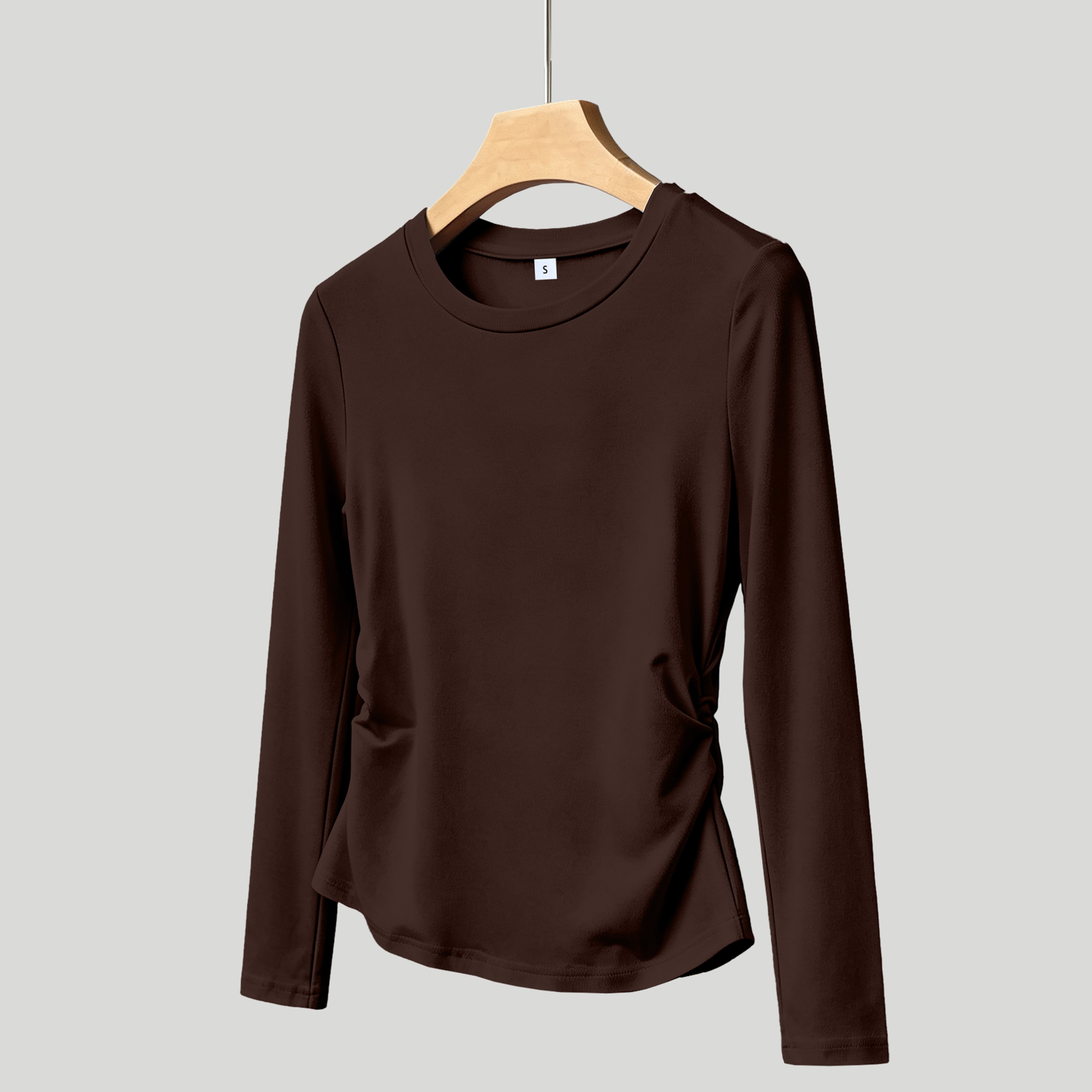 TEMU 1pc, Women's Fashion Trendy Round Neck Casual Slim Long Sleeve Trim Multicolor Optional T-shirt, Suitable For Autumn Winter