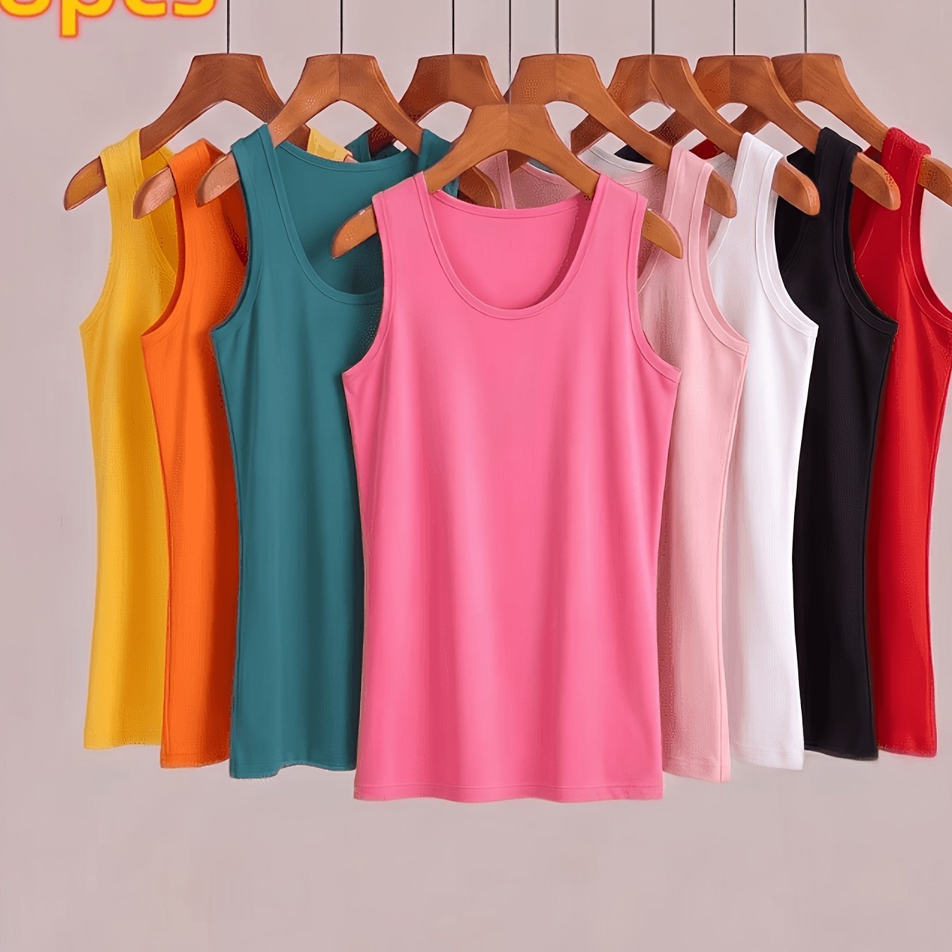 TEMU 8pcs Women' Tops - Breathable Round Neck Camisole Blouses, Medium Layer Suitable For - Layering, Casual Daily Wear &, S-xxl Sizes, Non- Solid