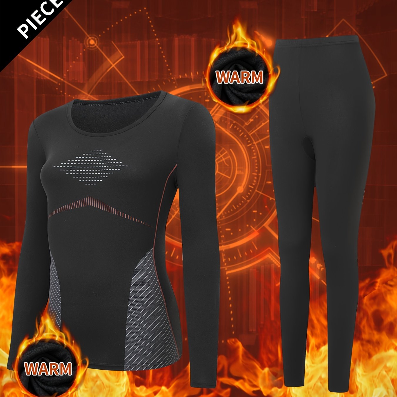 TEMU 2pcs Women's Thermal Underwear Set, Crew Neck Top + Pants, Winter Autumn Long Johns, Base Layer