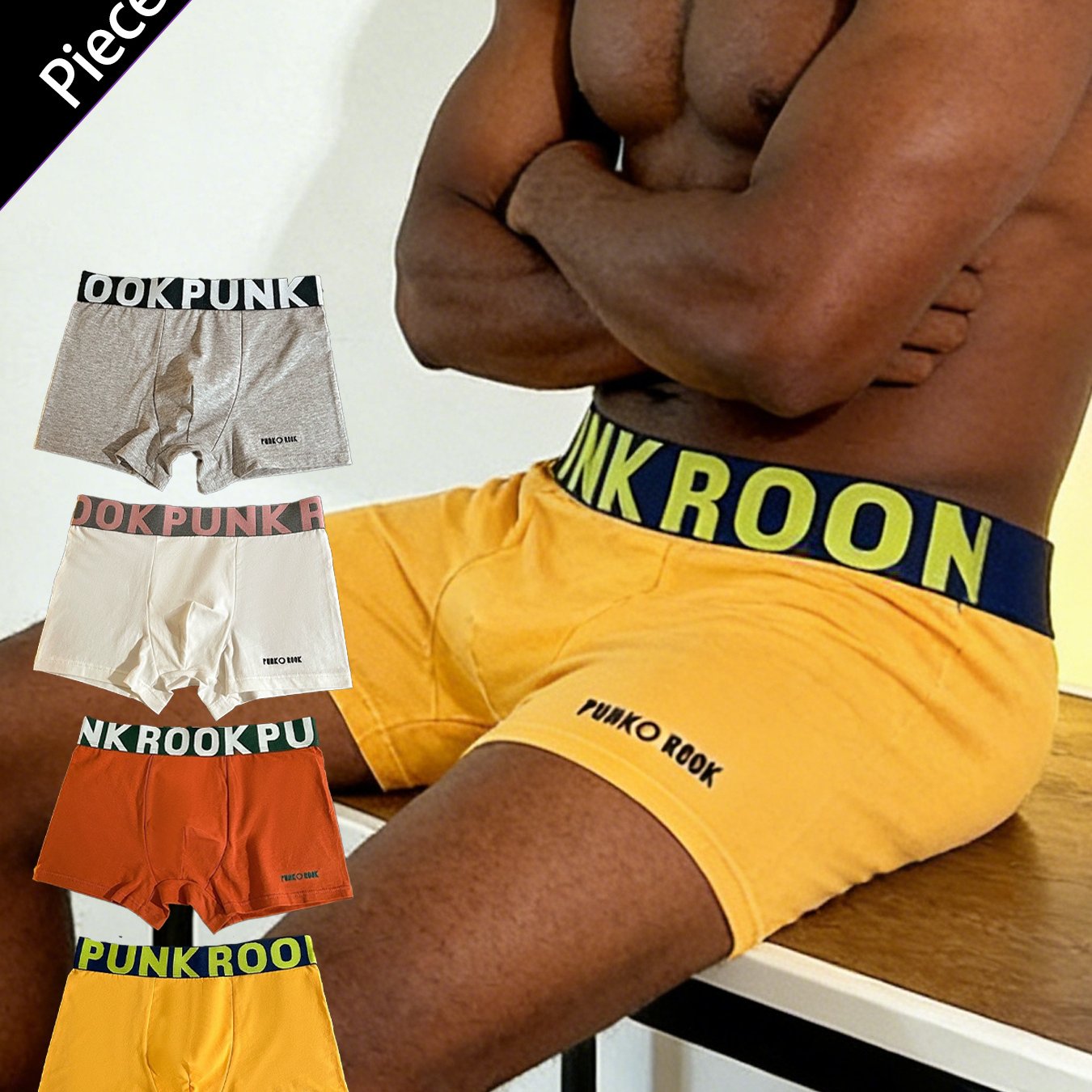 Image of 4pcs Men's Boxer Briefs High Elasticity Supportive Underwear Suitable For , Long Leg Design With Full Coverage, Solid Color Briefs For Gym, Sports & Casual Attire, Non- Fit For Athletic Lifestyle