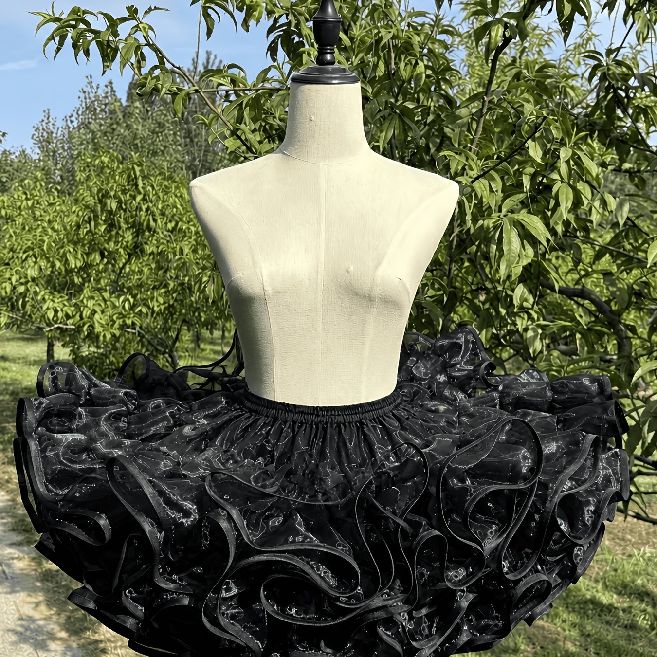 TEMU [Super et ] Jupe de Danse en Organza à Sequins avec Jupon, Robe en Gaze Douce Armature de 35CM - Jupe Sous-Cosplay de Style Western, Tissu de