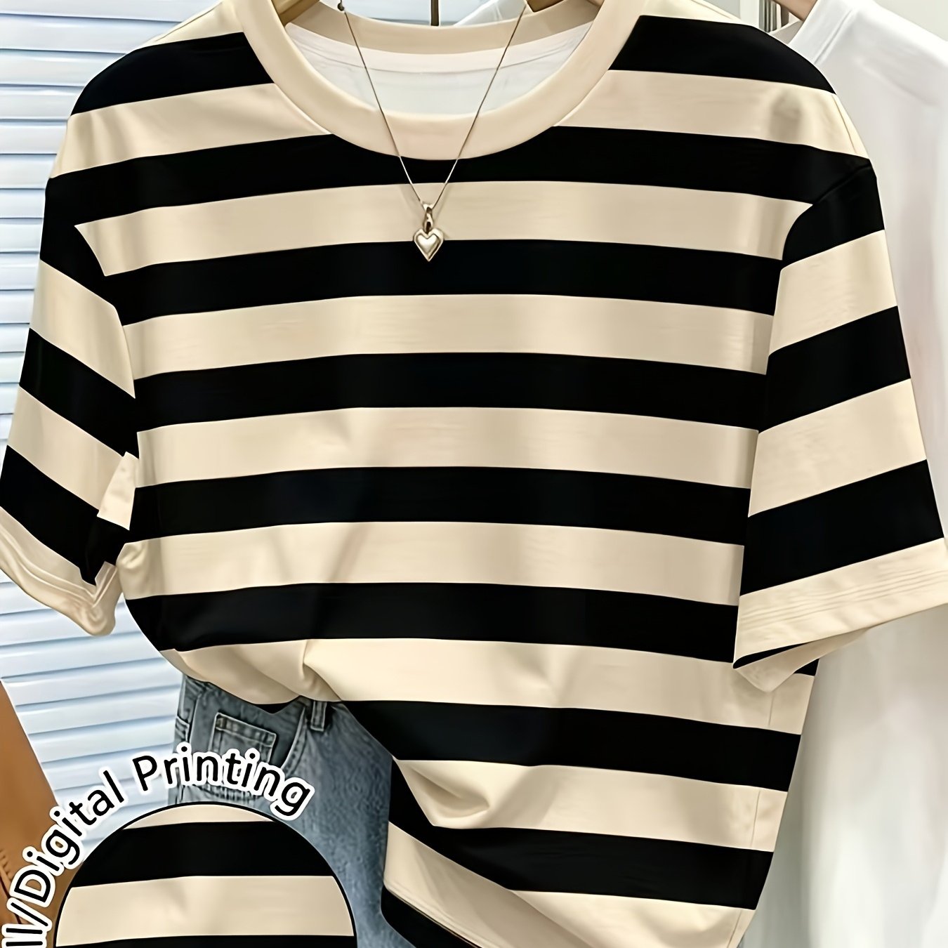 TEMU And Breathable, New Summer Fashion, Casual And Versatile, Instagram- Piece, Bohemian Pastoral Style, New Summer Casual Versatile Striped Women's
