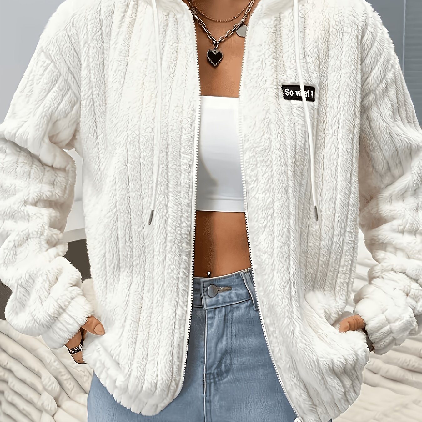 TEMU Cross-border Casual Plush Zipper Hooded Jacket Coat Women's Hooded Sweatshirt Bzra