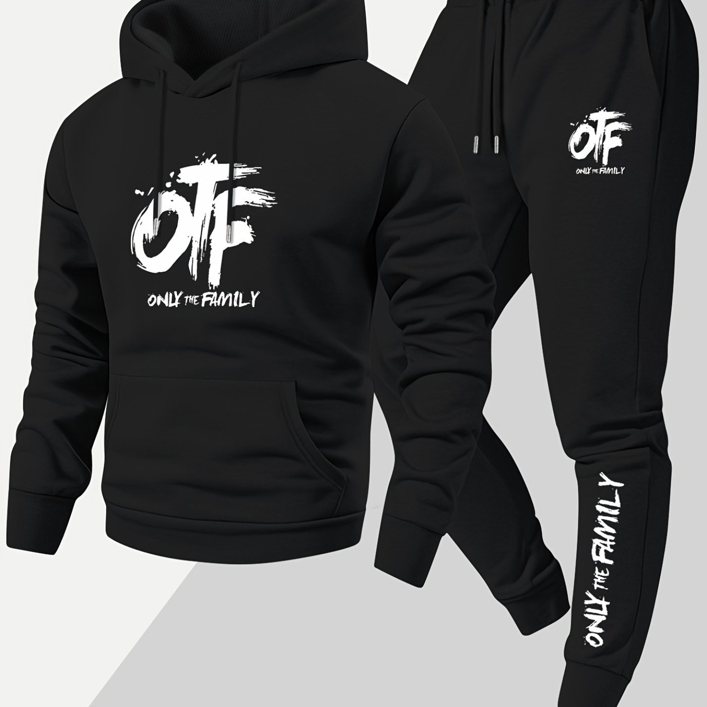 TEMU Popular Otf Multi-print Men's Sports Casual Streetwear Set For Spring, Summer, And Autumn, In Colors, Featuring A Lightweight And Comfortable