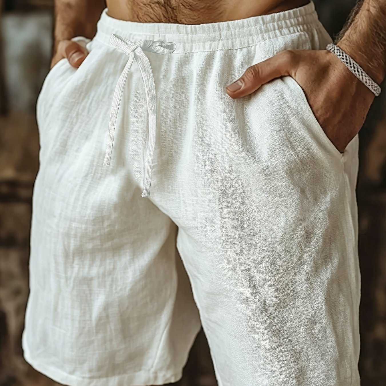 Men's Linen Athletic Shorts With Pockets, Drawstring Waistband, Ideal For Summer Beach And Casual Wear, Outdoor Beach Bermuda Shorts Quick-dry Thin Breathable Casual Training Shorts