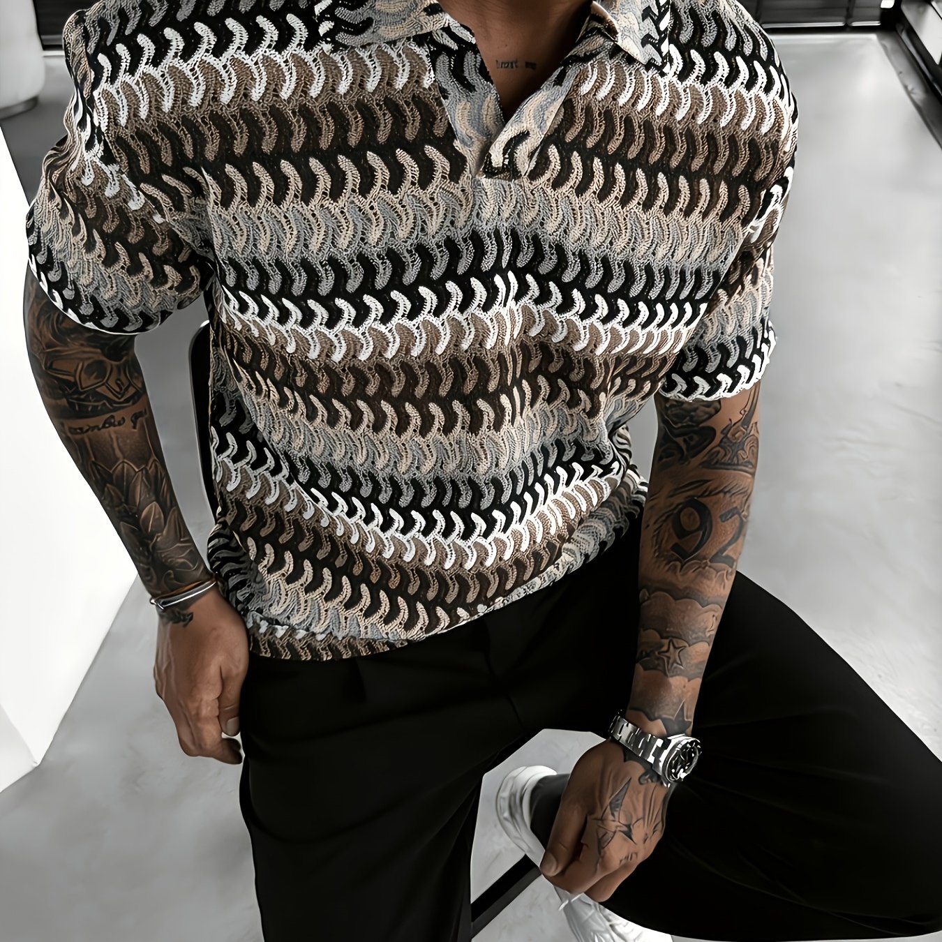 TEMU Men's New Shirt, Lightweight Soft Fabric, Outdoor Casual Business Breathable Short Sleeve Golf Shirt