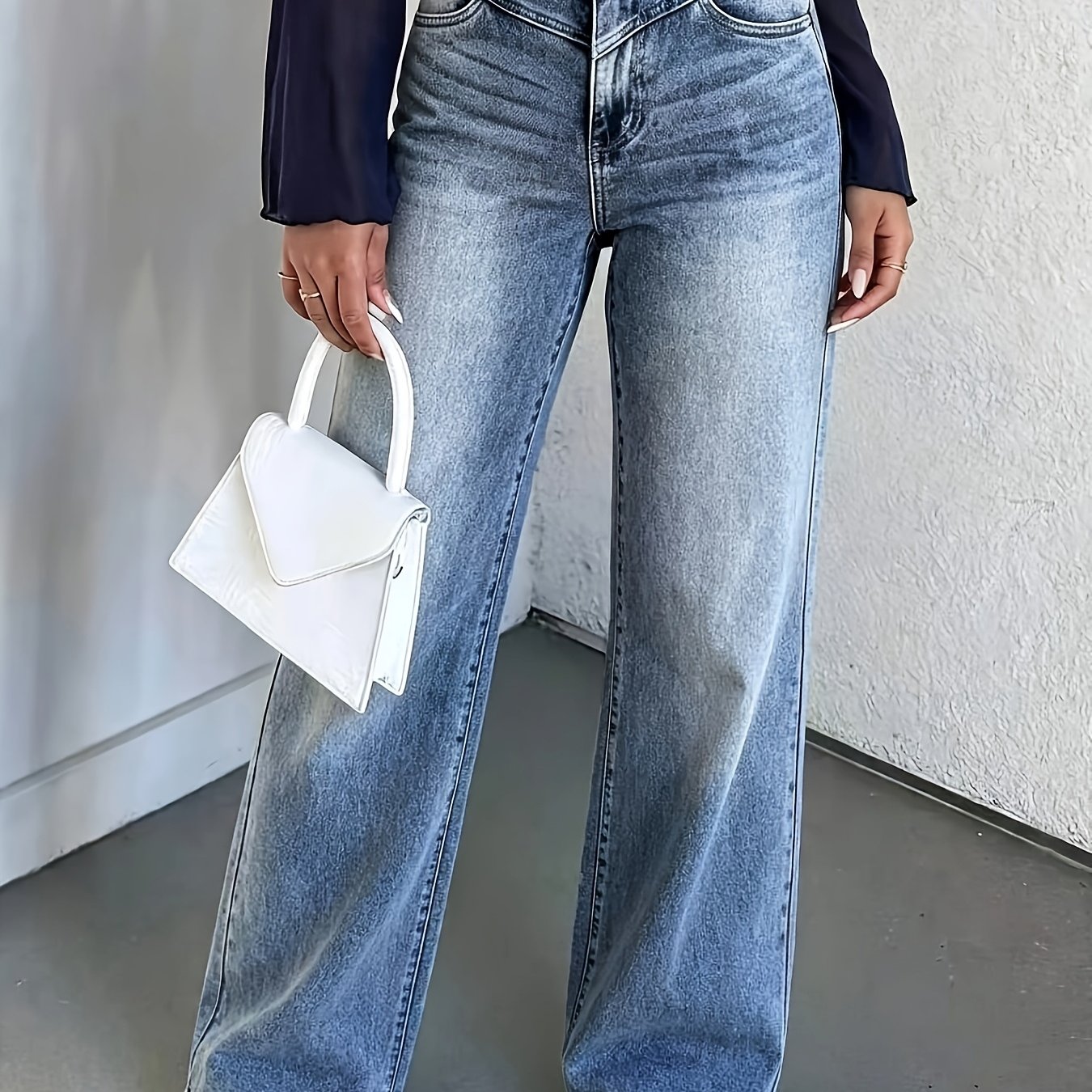 25aw Washed Denim Plus Size Women's Fashion Straight-leg Jeans Stretch Denim Versatile Fashion