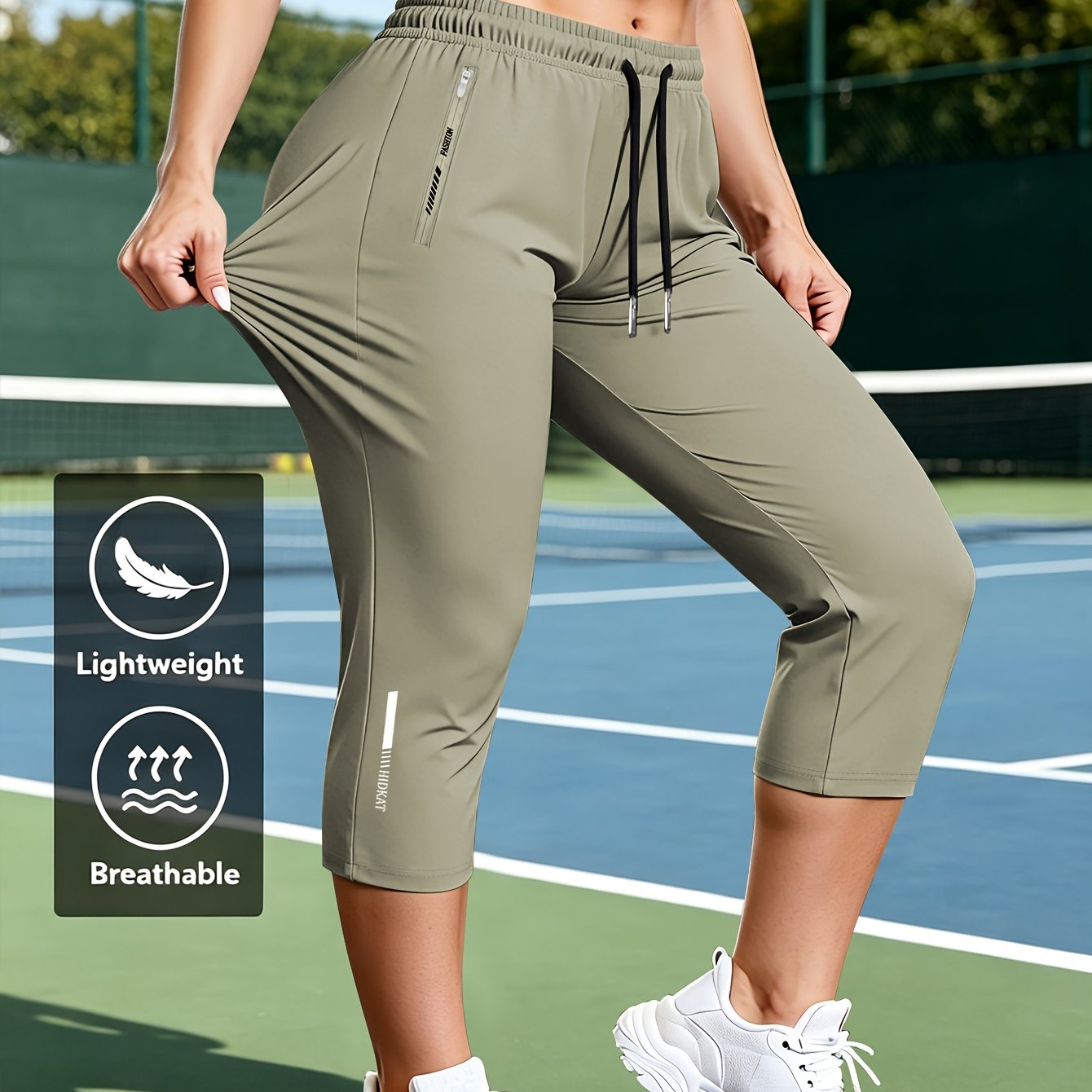 TEMU Women's Casual Capri Pants, Loose Fit, Summer Breathable High-stretch Fabric With Printed Pattern. Ideal For Daily Wear, Outdoor, Studio &