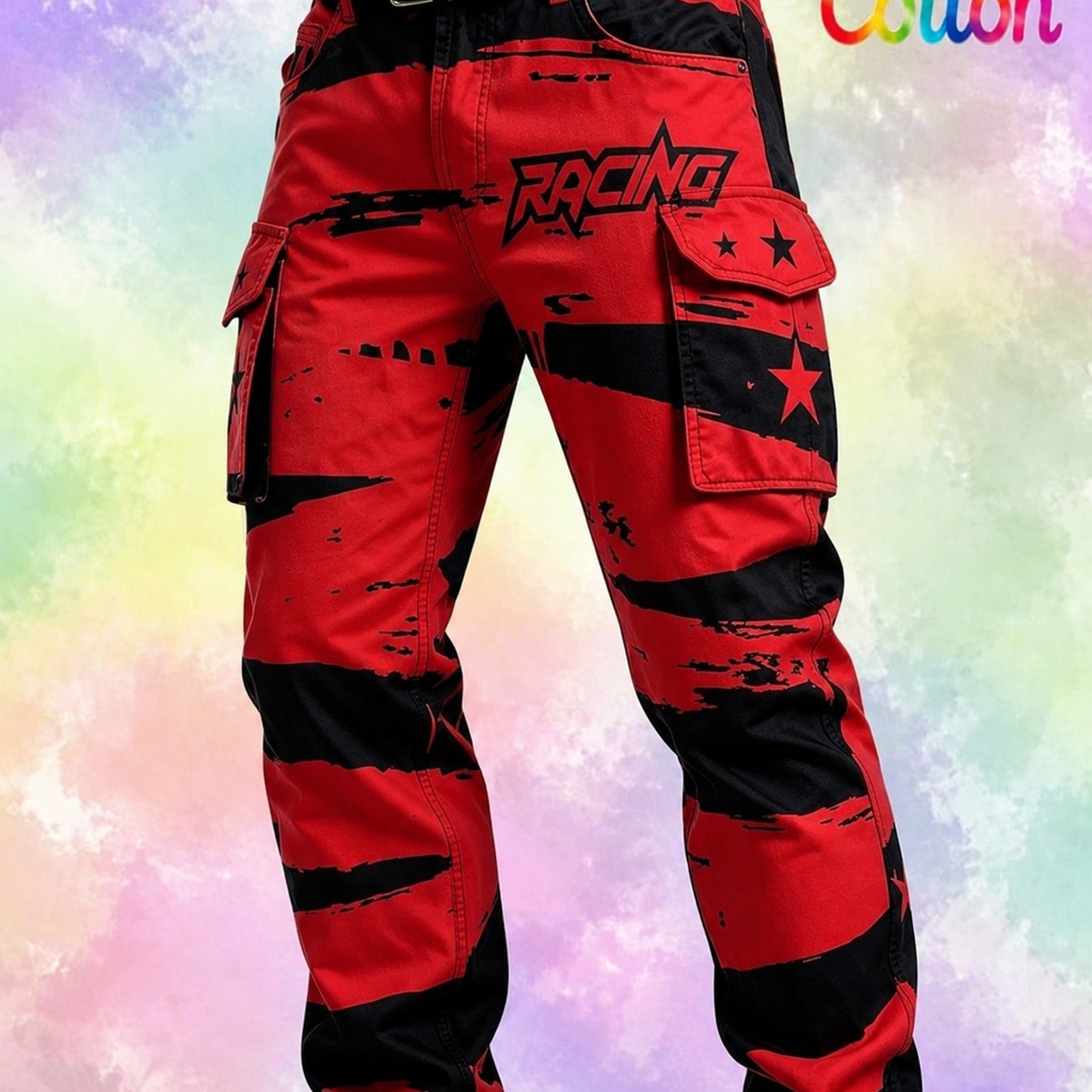 TEMU 's Retro Cargo Pants (no Belt), Featuring A - Print, Suitable For Work And Casual Wear. Includes Multiple Practical Pockets. A Stylish And