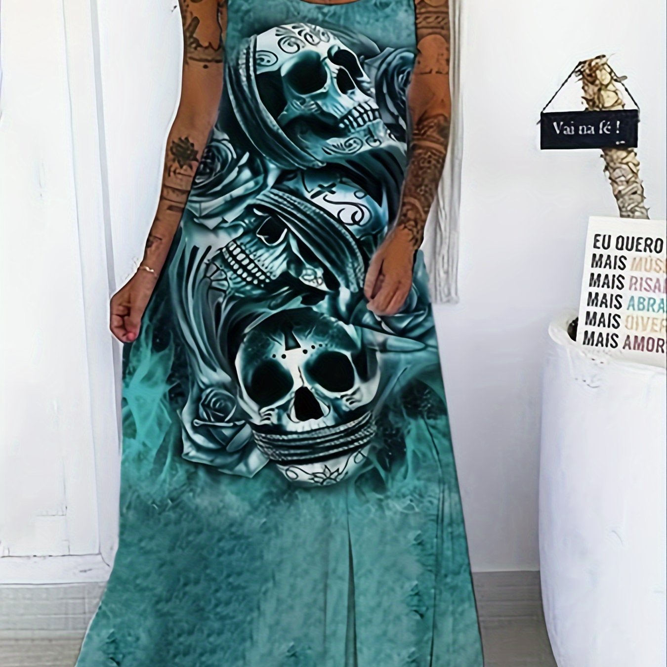 Plus Size, Women's Print Dress (no-check Version)