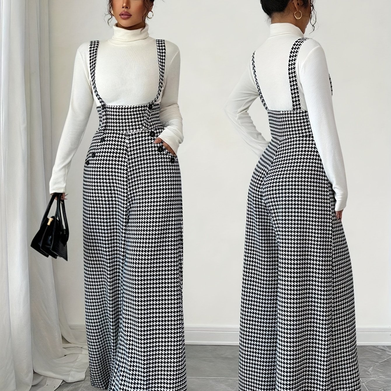 TEMU Elegant Women's Print Spaghetti Strap Wide-leg Jumpsuit