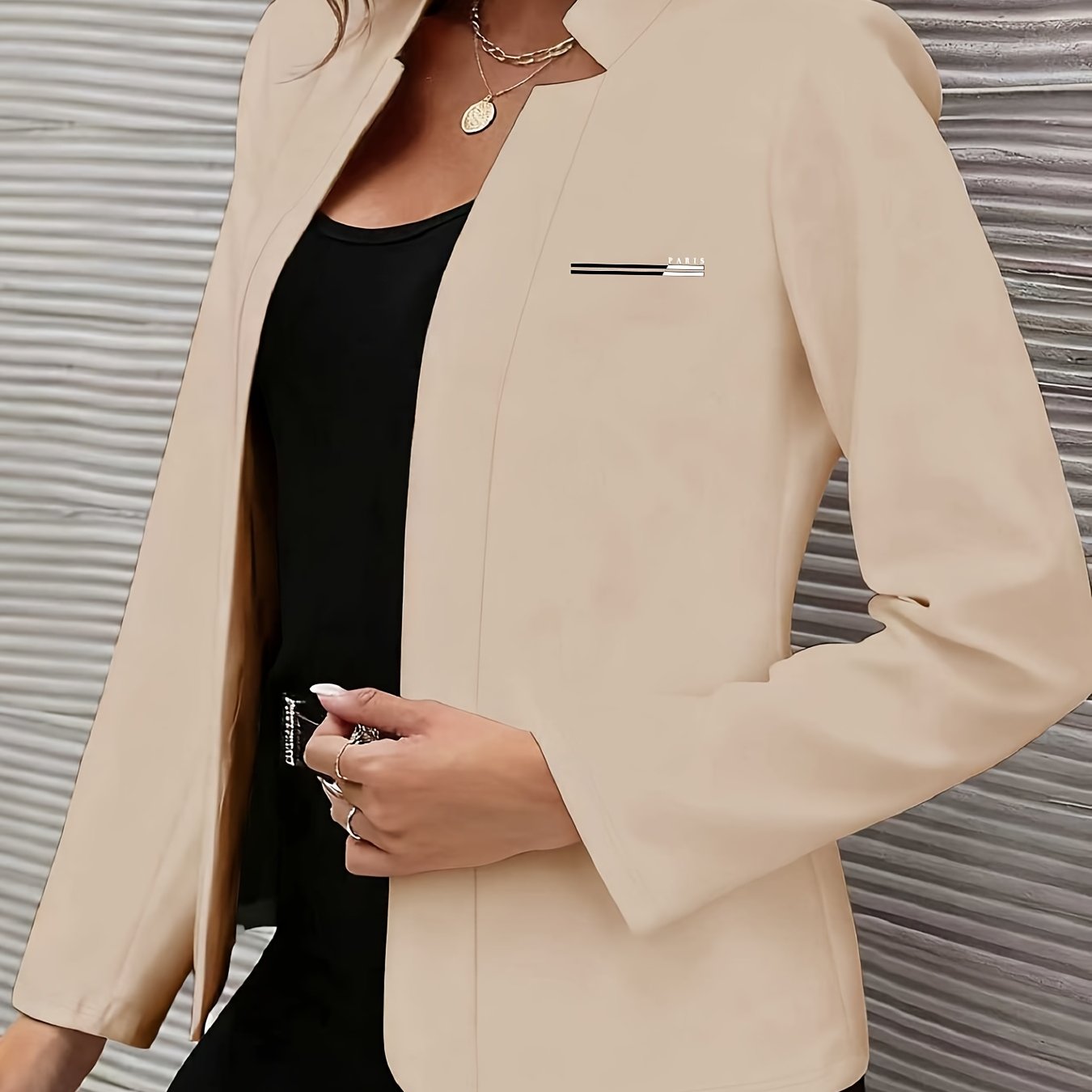 TEMU Trendy And Personalized Letter Print Suit Jacket For Women, Loose And, Vacation, Casual, Retro, Lazy, Comfortable, Versatile, Daily Wear, Jacket
