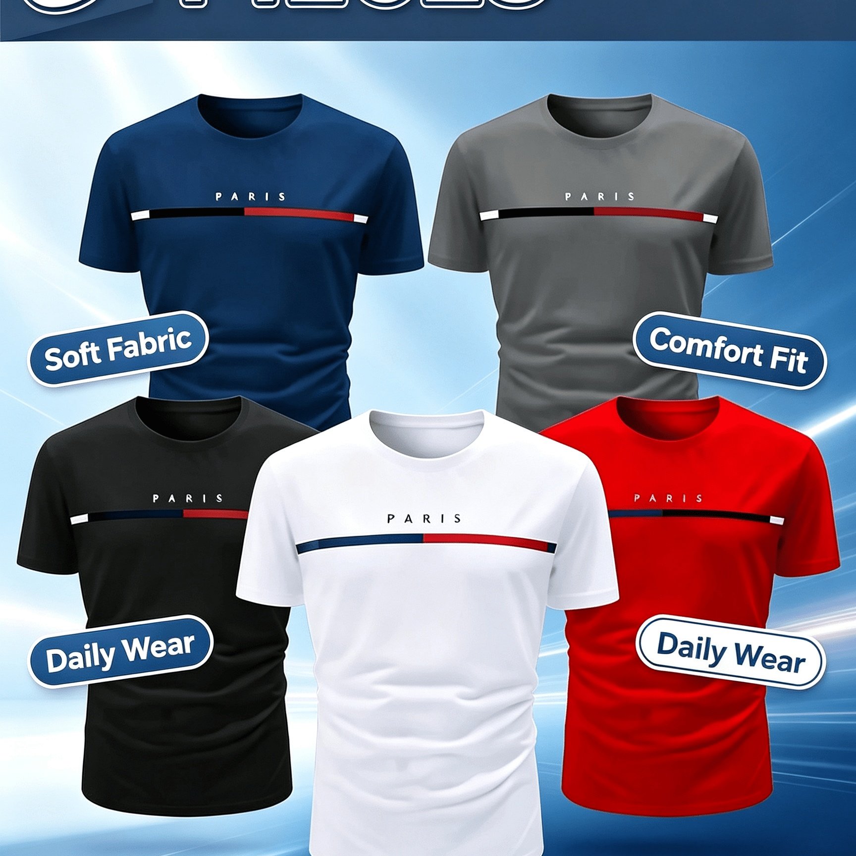 TEMU 5pcs Men's Quick Drying Sports T-shirt, Moisture Wicking Polyester Printed T-shirt, Breathable Round Neck Sports Casual Top, Soft Opaque Men's