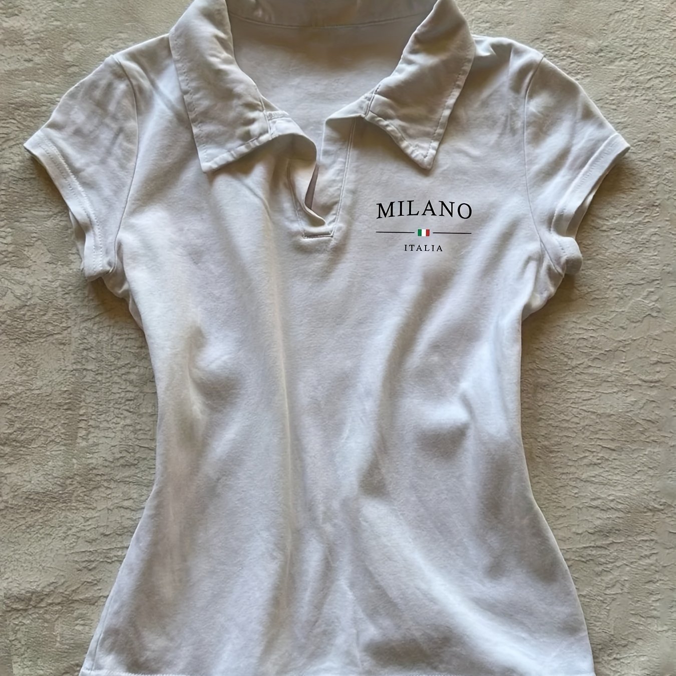 TEMU New Style, Women's Easy And Fashionable Slim Fit Small V-neck Short Sleeved