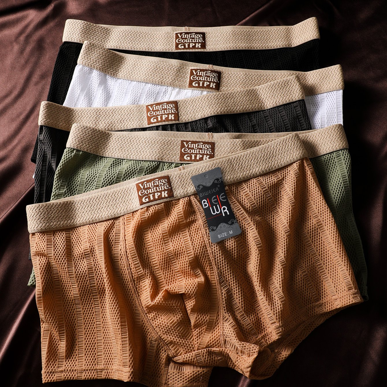 Image of 5pcs Biweier Stretch Men's Underwear, Comfortable And Breathable, Fashionable Solid-color Briefs, Men's Sports Underwear, Durable Underwear, Suitable For Home And Vacation