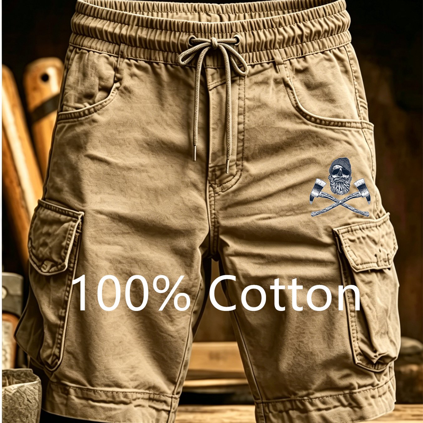 100% Cotton New Summer Fashion Solid Color Men's Work Shorts Casual Multi-pocket Running Commuting Shorts
