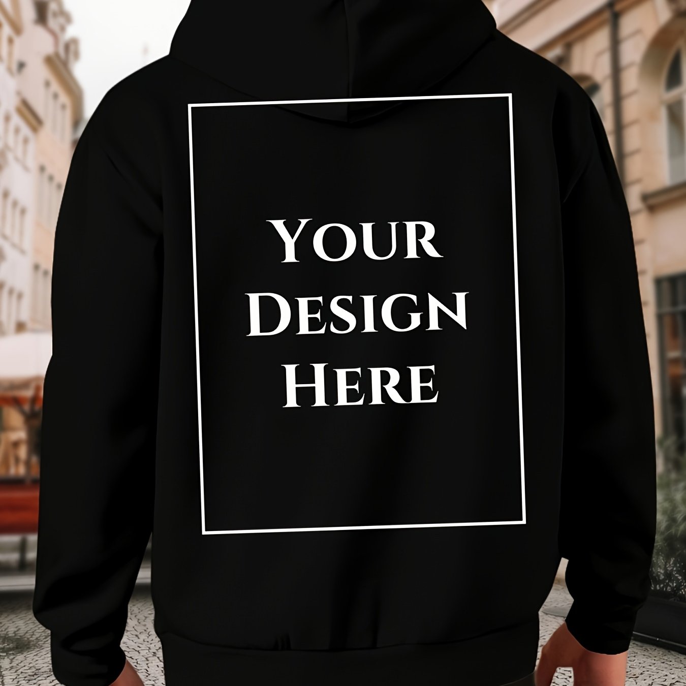 Image of Custom Men's Hoodies Personalized Print Hooded Sweatshirt With Pocket - Add Your Image - Soft Comfortable Casual Workout Long Sleeve Pullover Trendy Sportswear