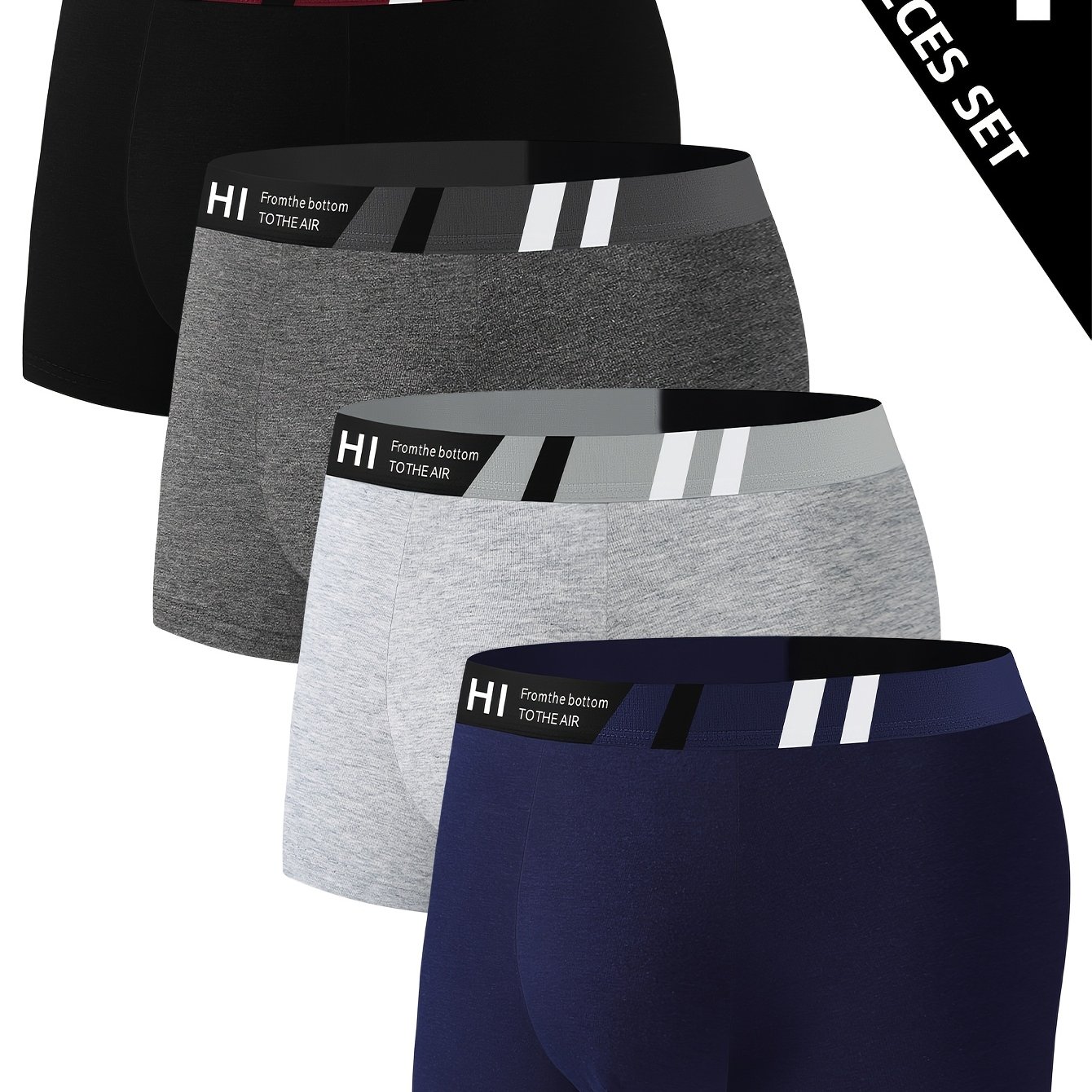 TEMU Set Of 4 Men's Underwear, Soft And Comfortable, High-end Men's Boxer Shorts For Sports, Fitness, And Casual Wear With A Easy Letter Design