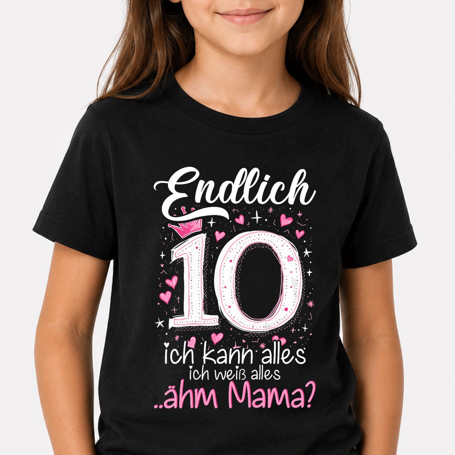 Image of 1pc Girls 10 Years 10th Birthday T-shirt Comfortable Casual Crew Neck Tee For Boys And Girls T Shirt, 200g