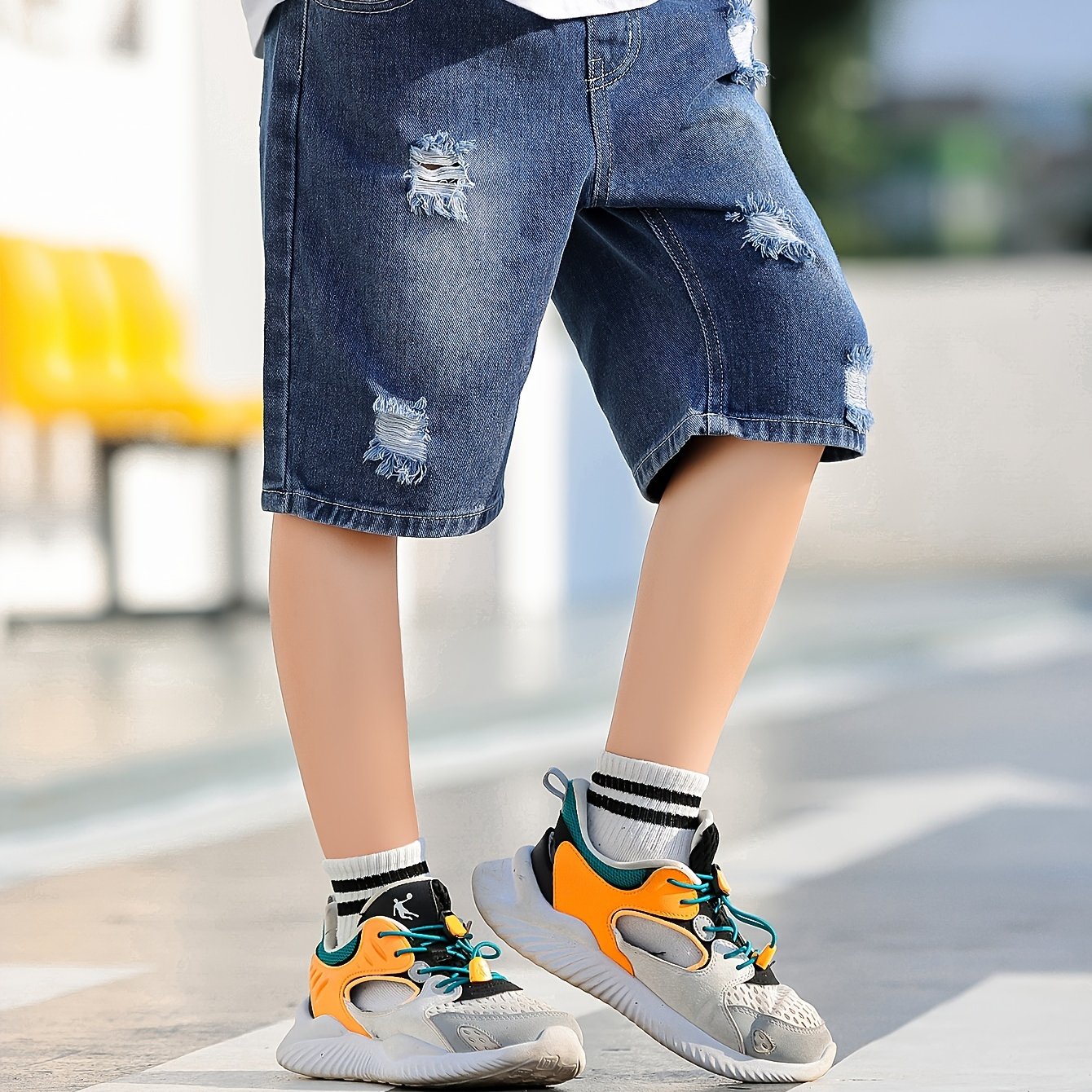 Boys' Simple Denim Shorts For Children's Summer Wear, Perfect For Outdoor