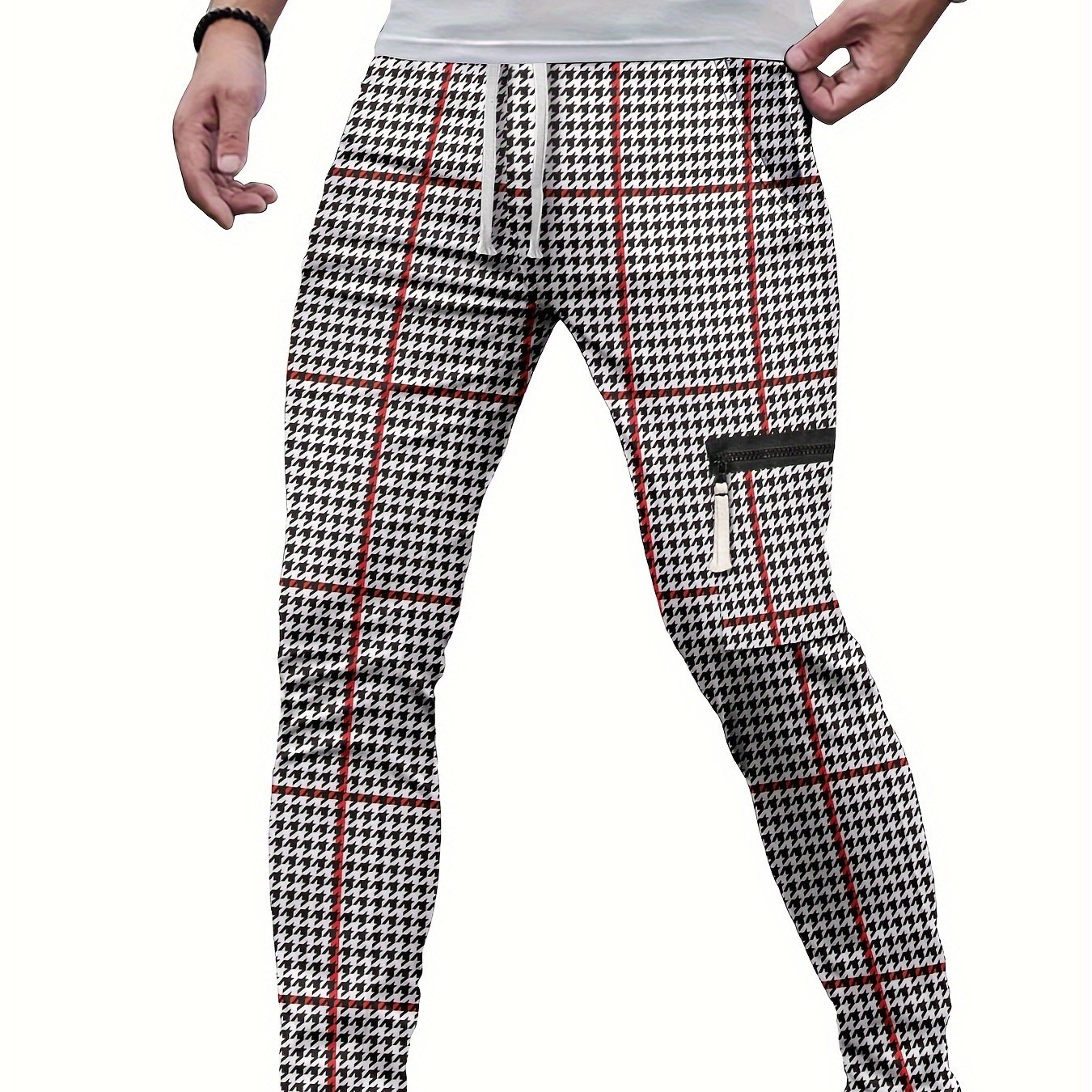TEMU Men's Slim Fit Print Casual Sporty Striped Long Pants